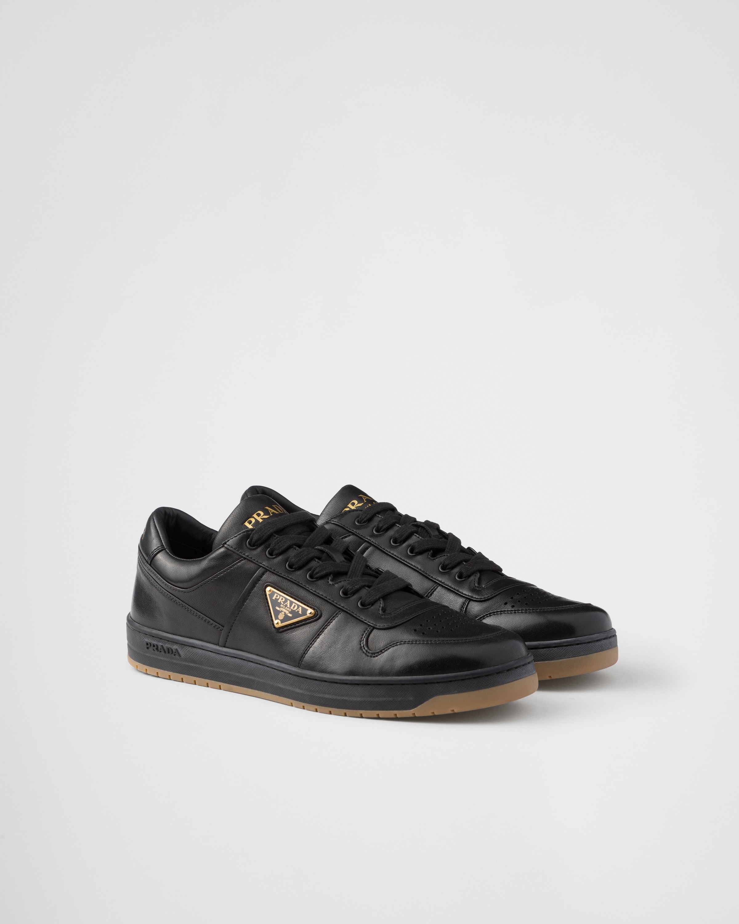 Shop Prada Downtown Nappa Leather Sneakers In Black