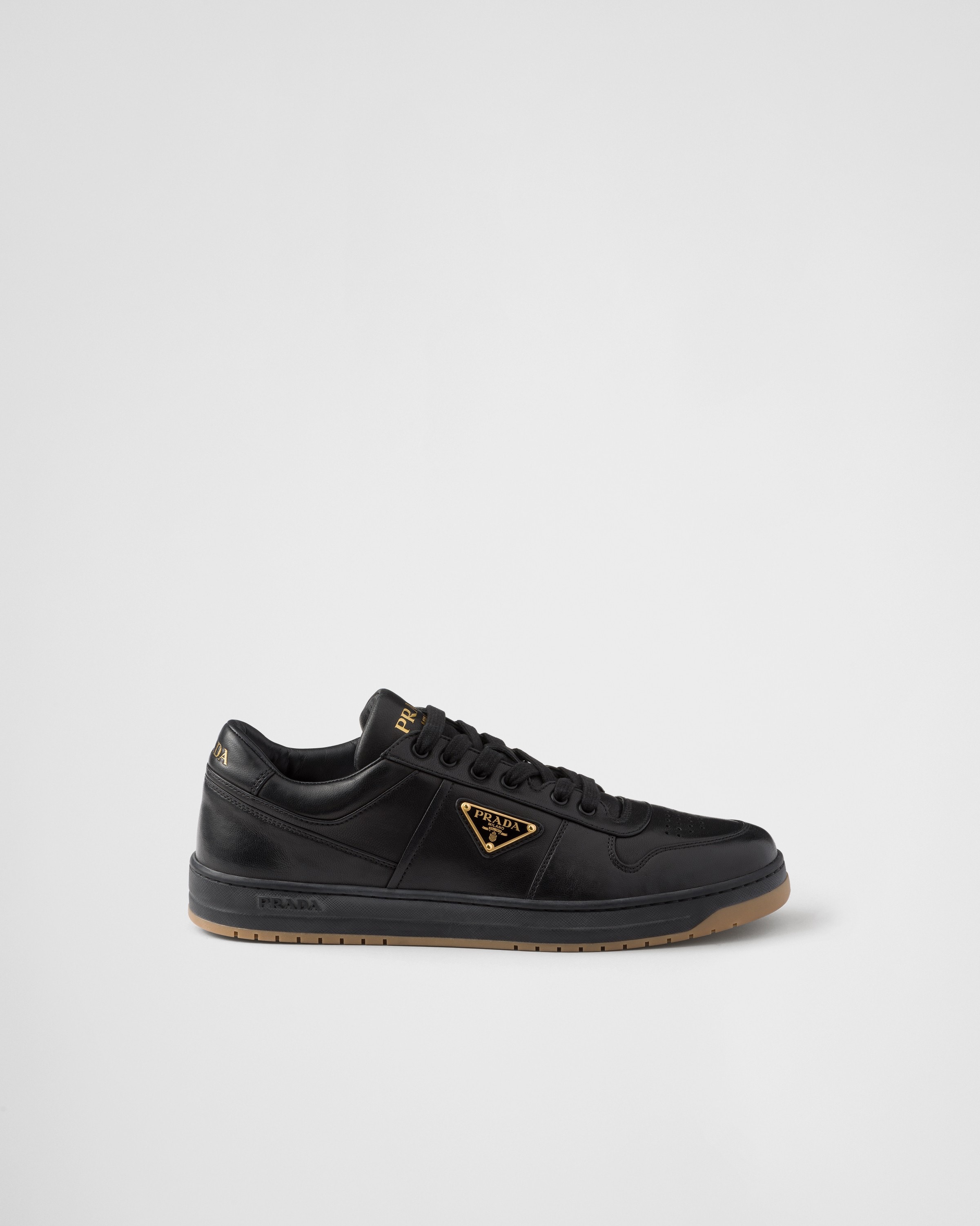 Shop Prada Downtown Nappa Leather Sneakers In Black