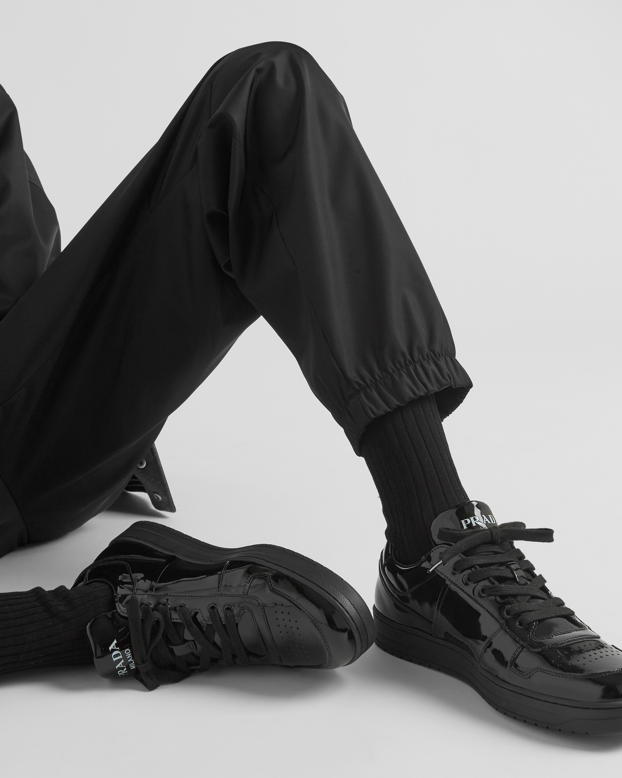 Black patent leather prada sneakers sales
