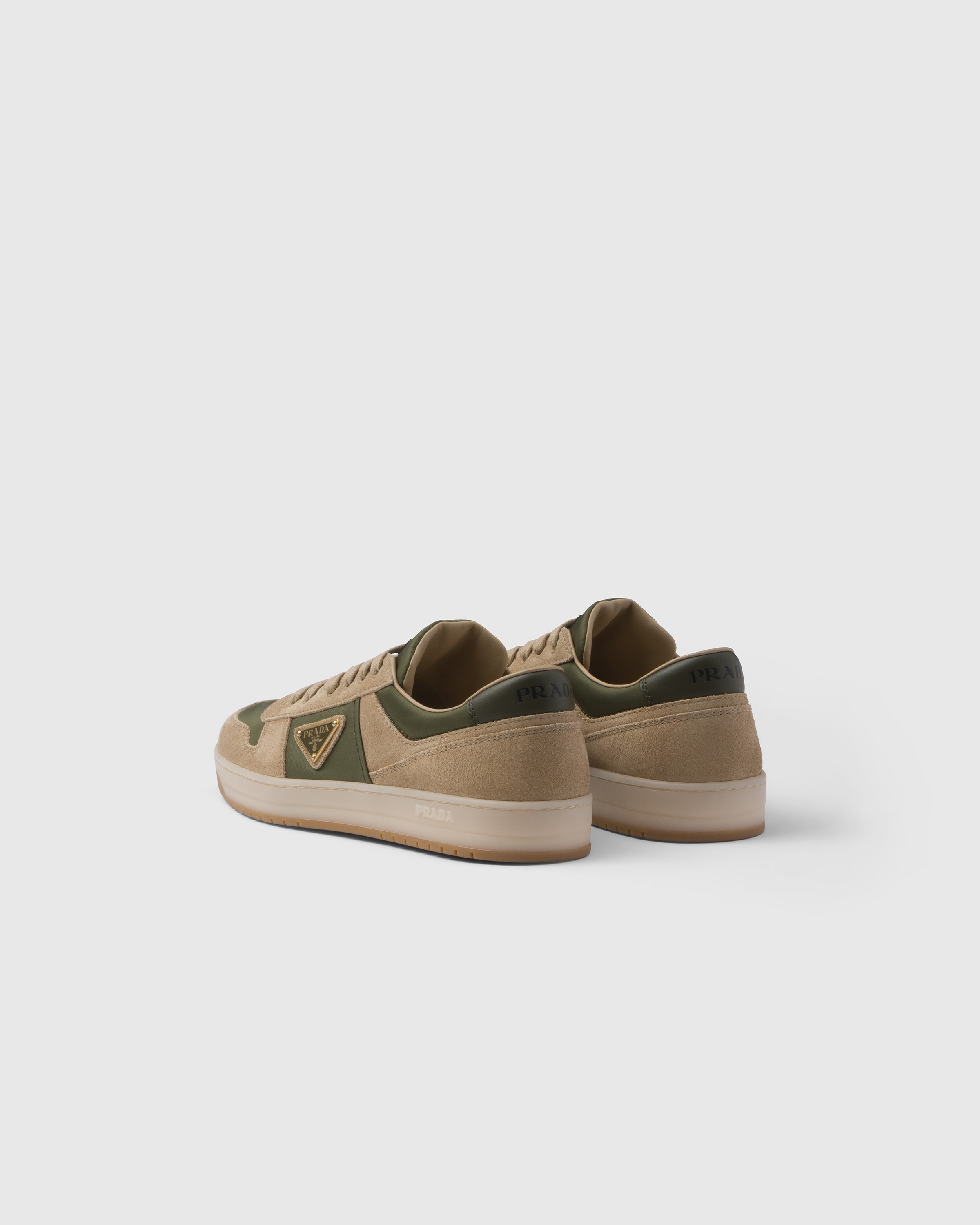 Ecru military Downtown Delave Suede And Re nylon Sneakers PRADA