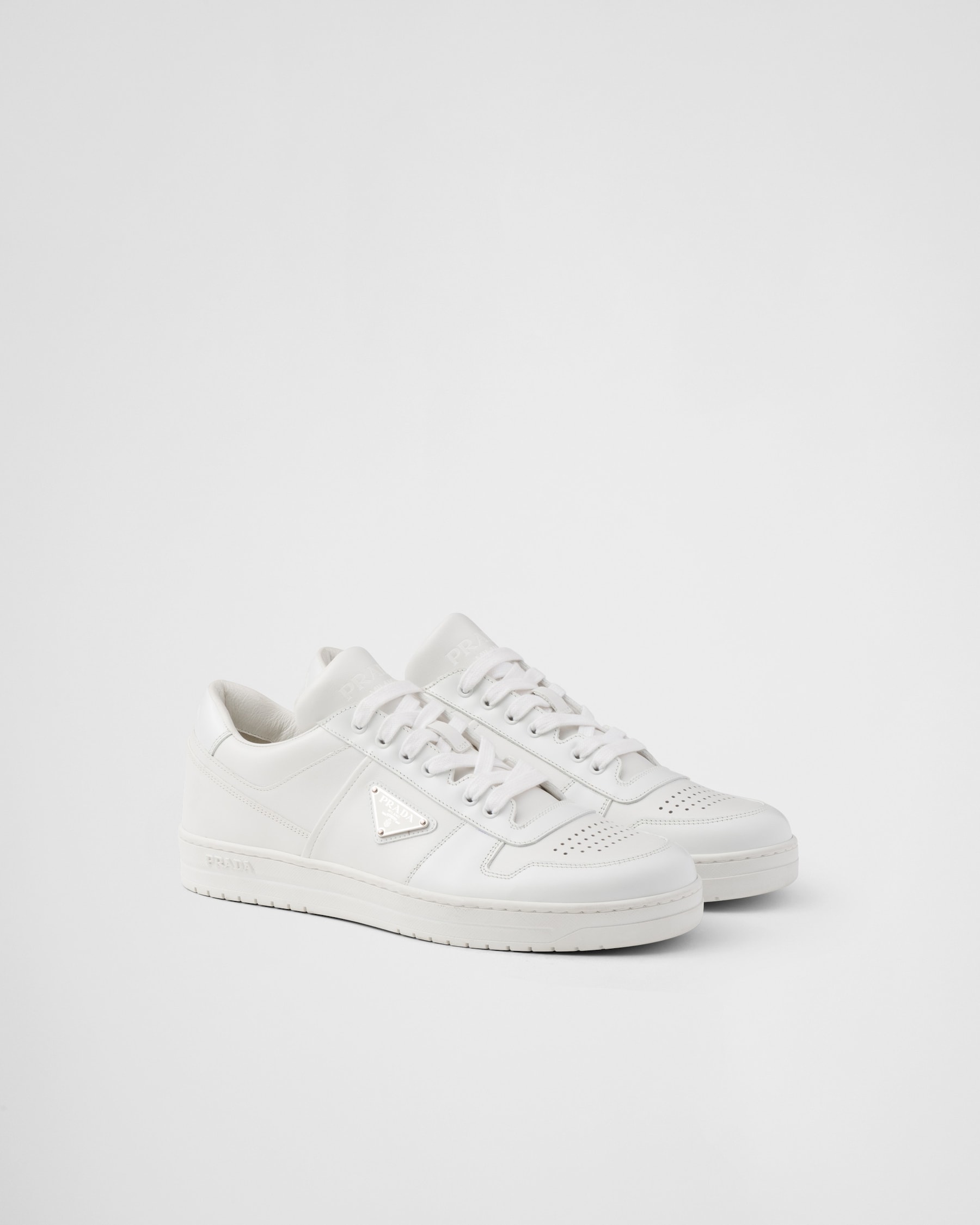 Prada White Calf Leather Bos Taurus Platform Sneakers