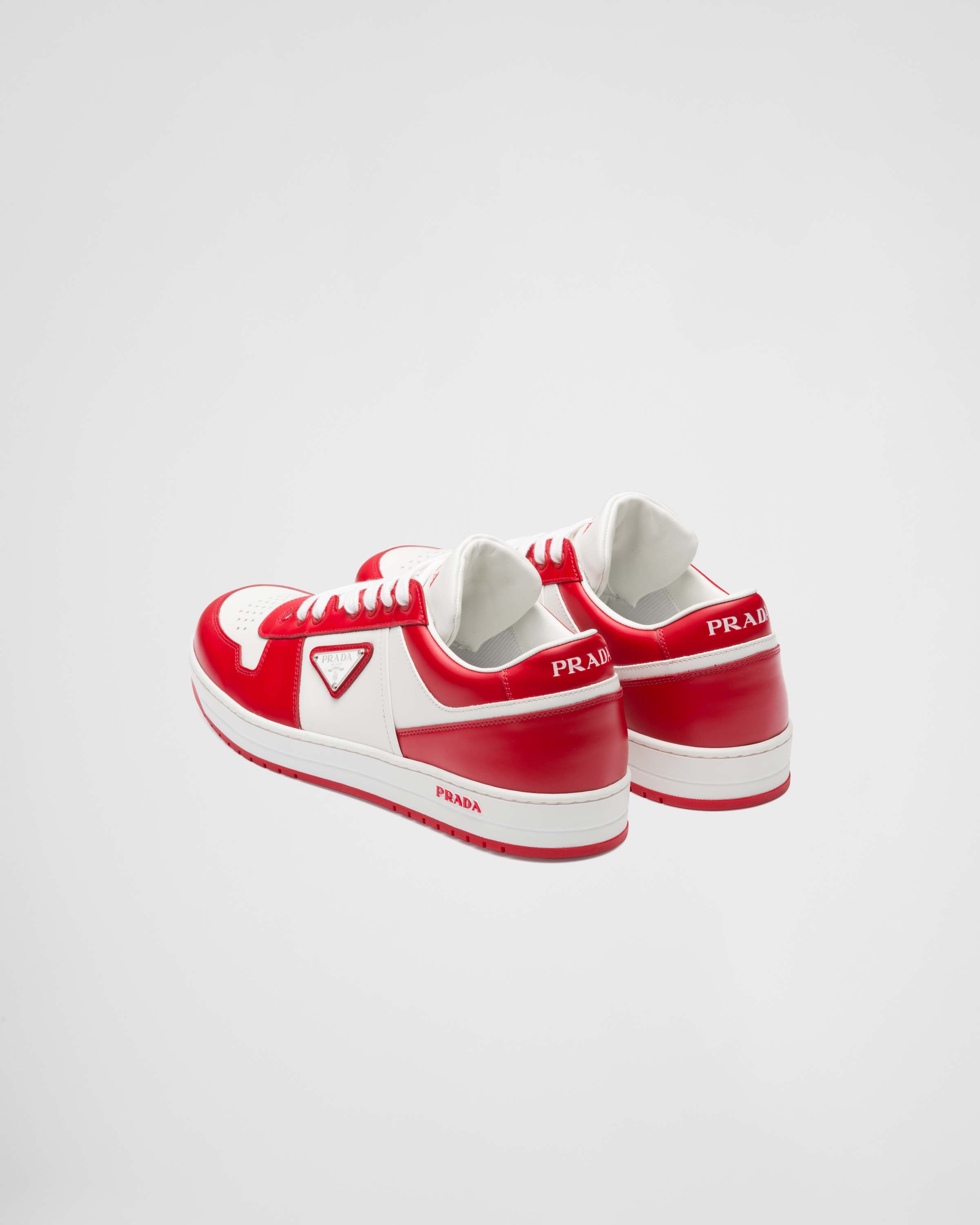 White lacquer Red Downtown Leather Sneakers PRADA