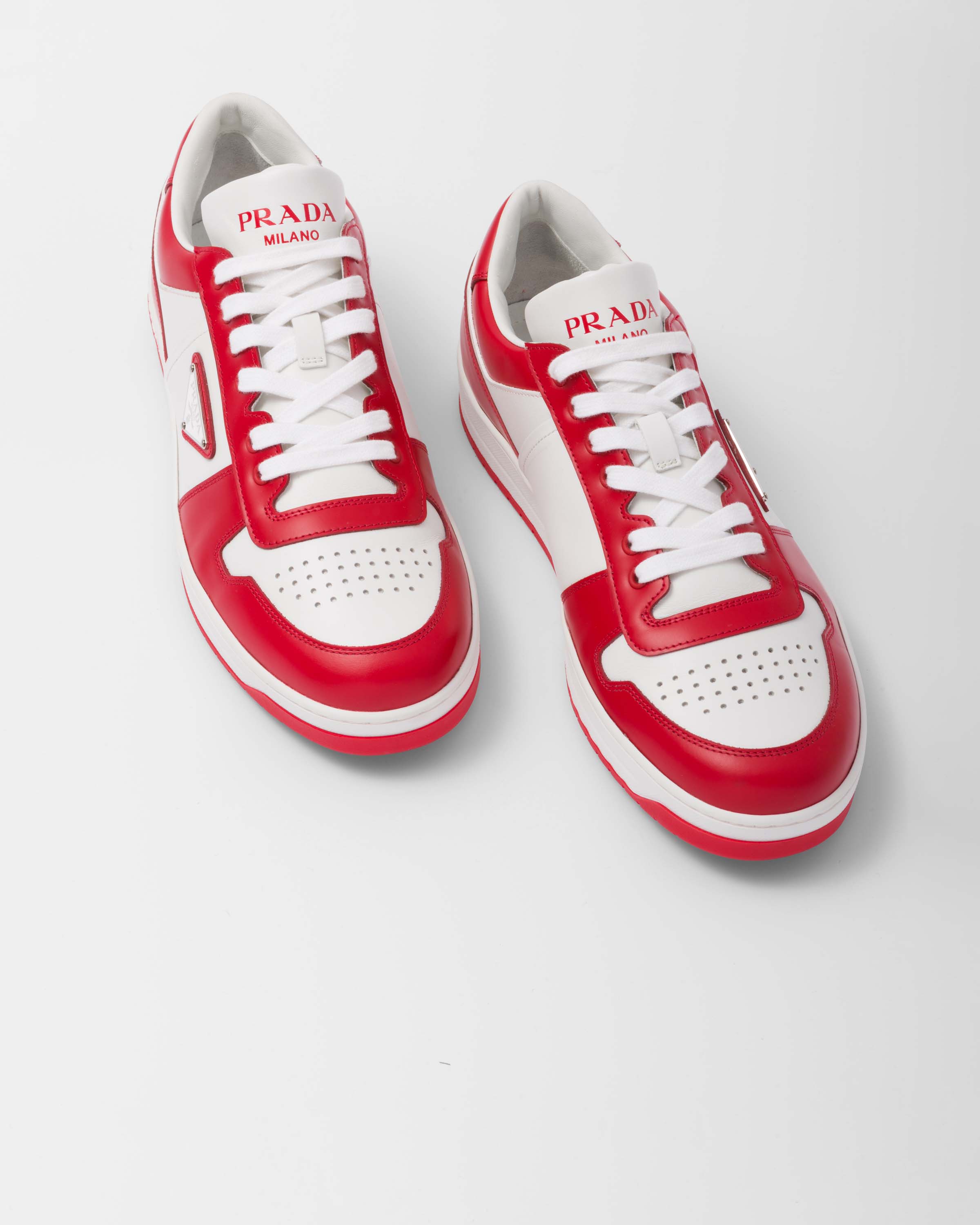 White/lacquer Red Downtown leather sneakers | Prada White/lacquer Red Downtown leather sneakers | Prada