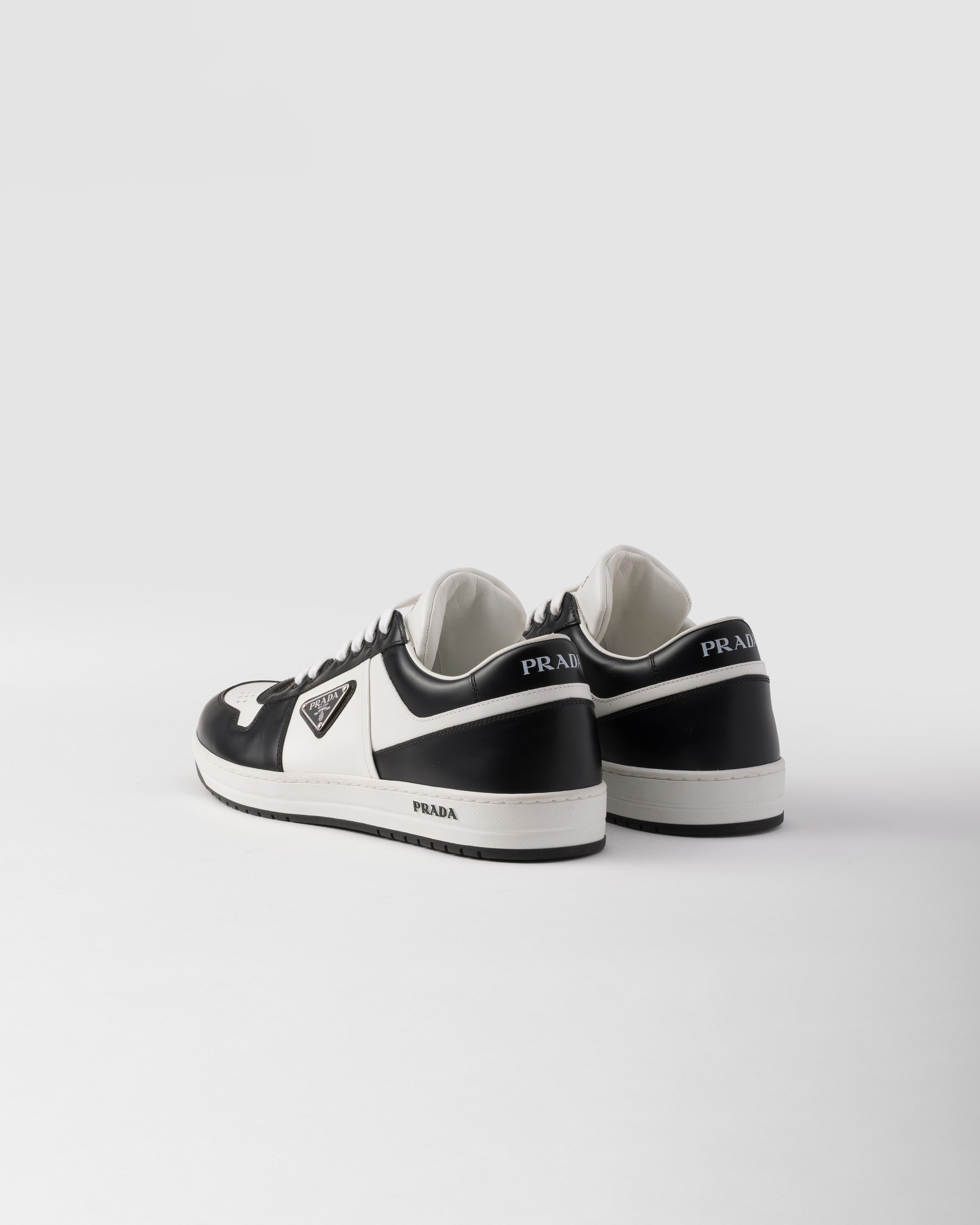 White/Black Downtown leather sneakers | PRADA