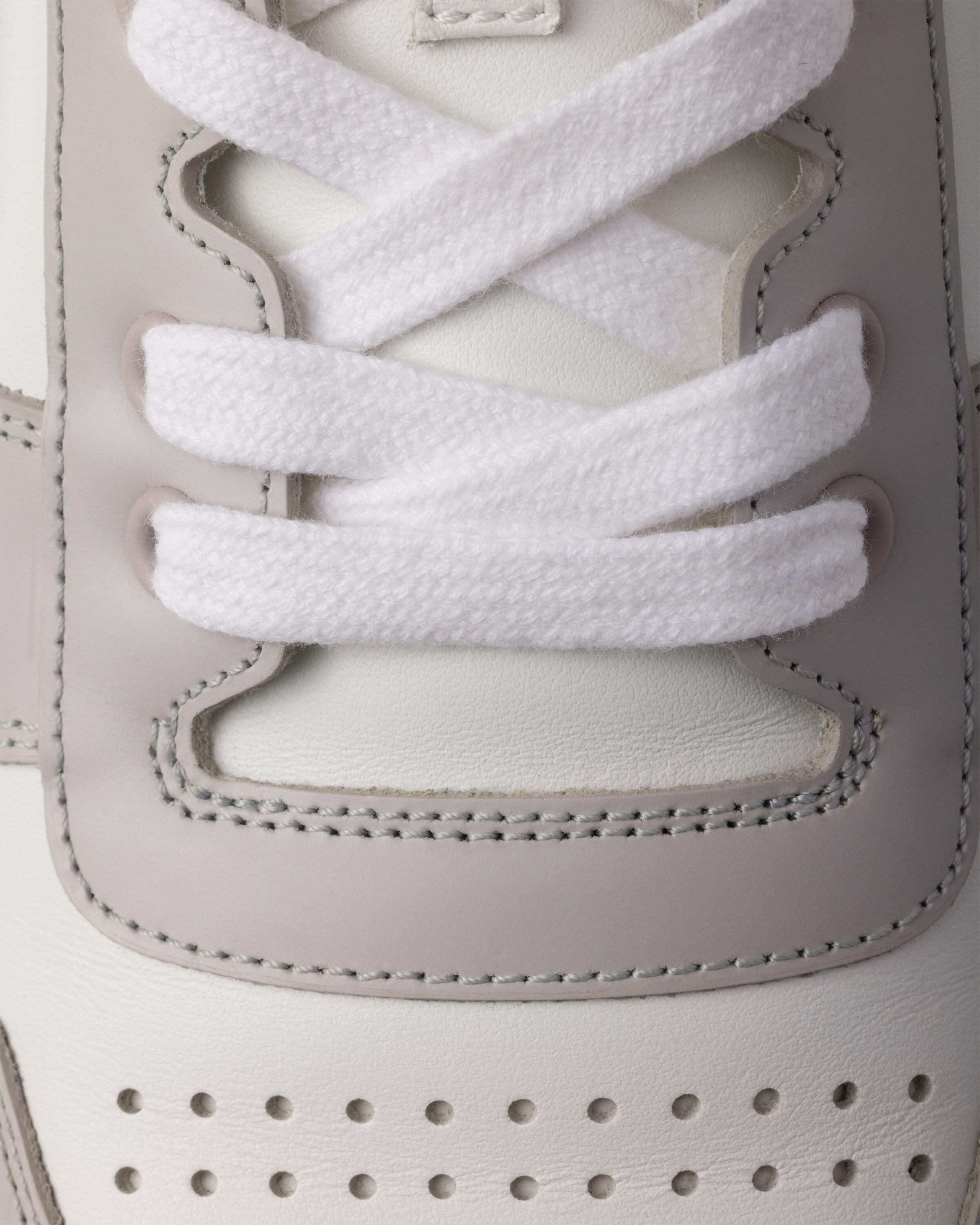 White/crystal Downtown Leather Sneakers | PRADA