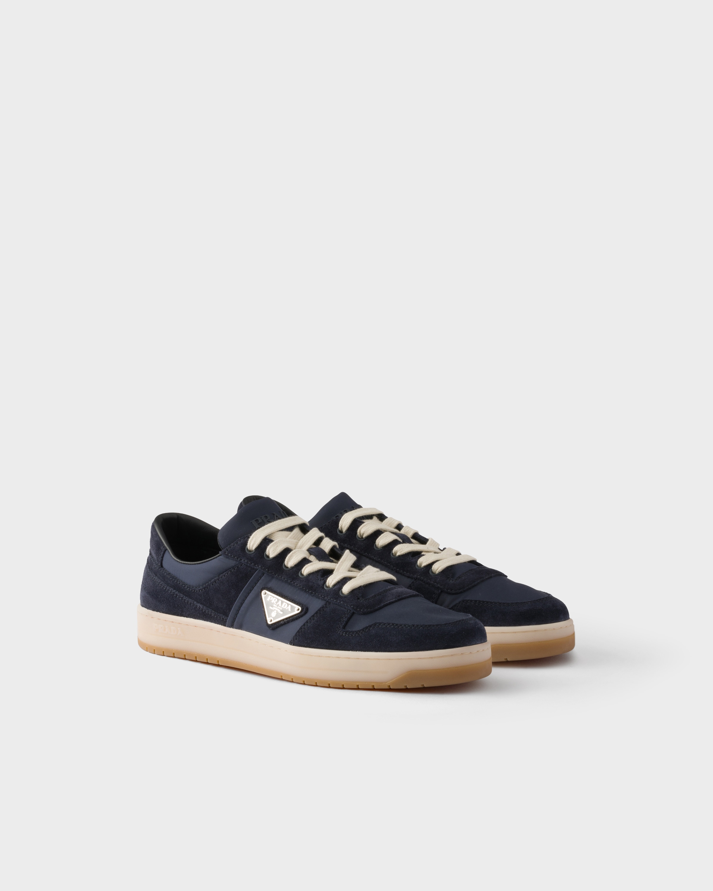 PRADAメンズシューズネイビー Navy Prax 2.0 Re-nylon And Suede Sneakers | PRADA