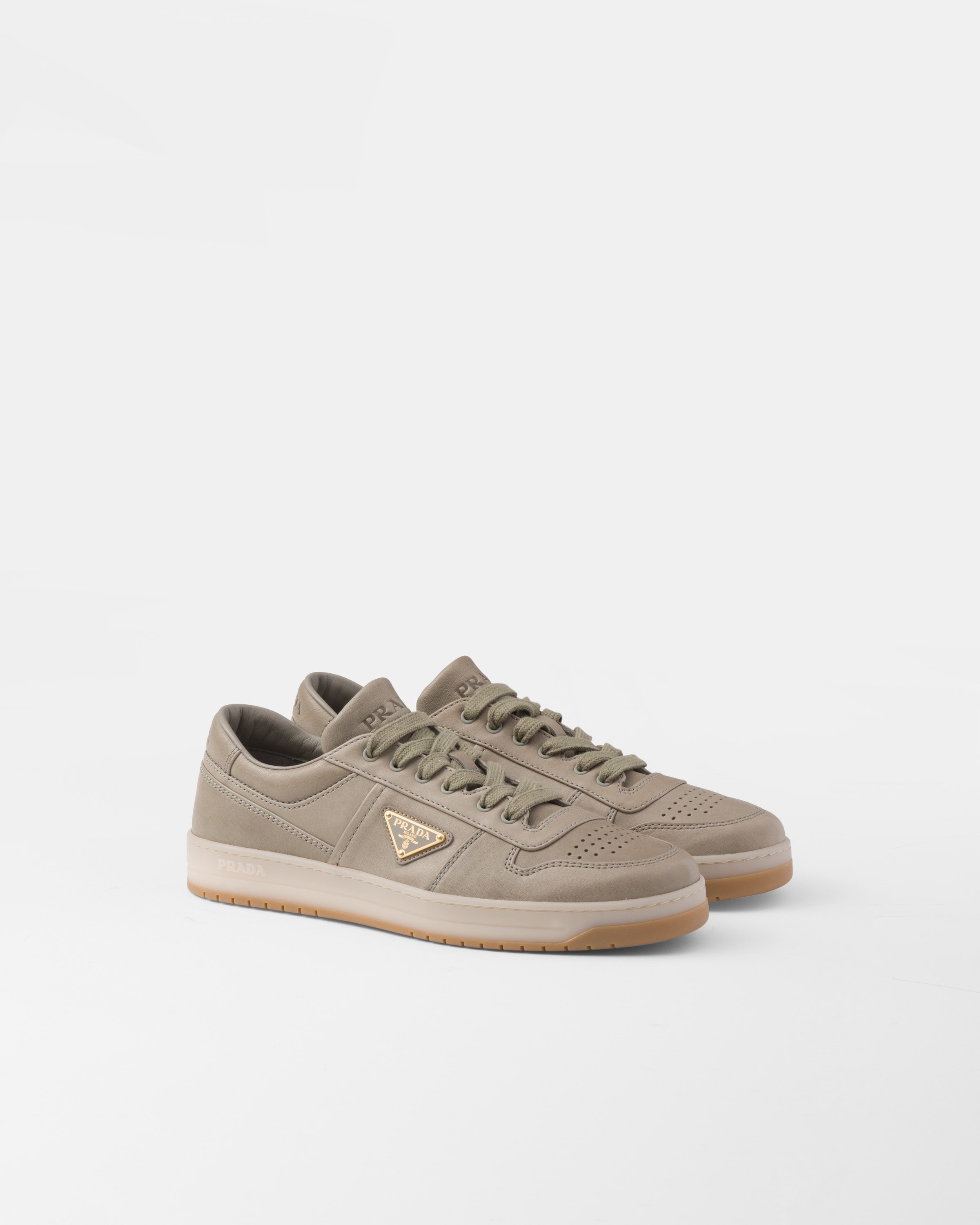 Prada Downtown Nappa Leather Sneakers In Grey