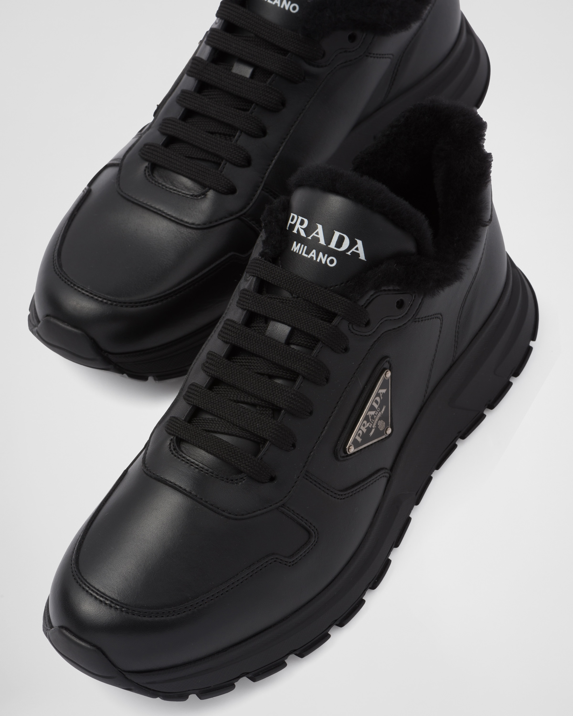 Black Leather Sneakers PRADA