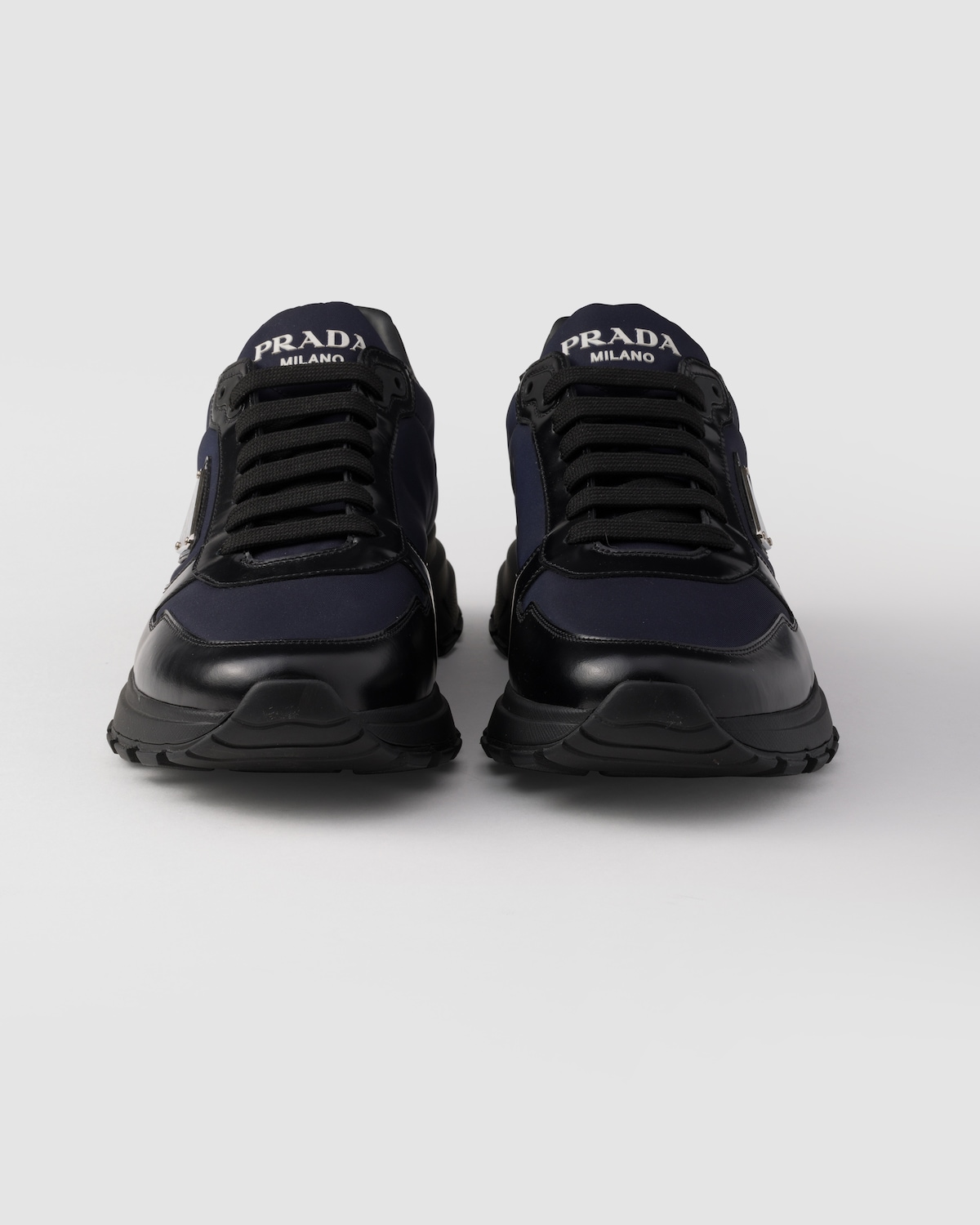 Blue/black Prax 01 Re-nylon And Brushed Leather Sneakers | PRADA