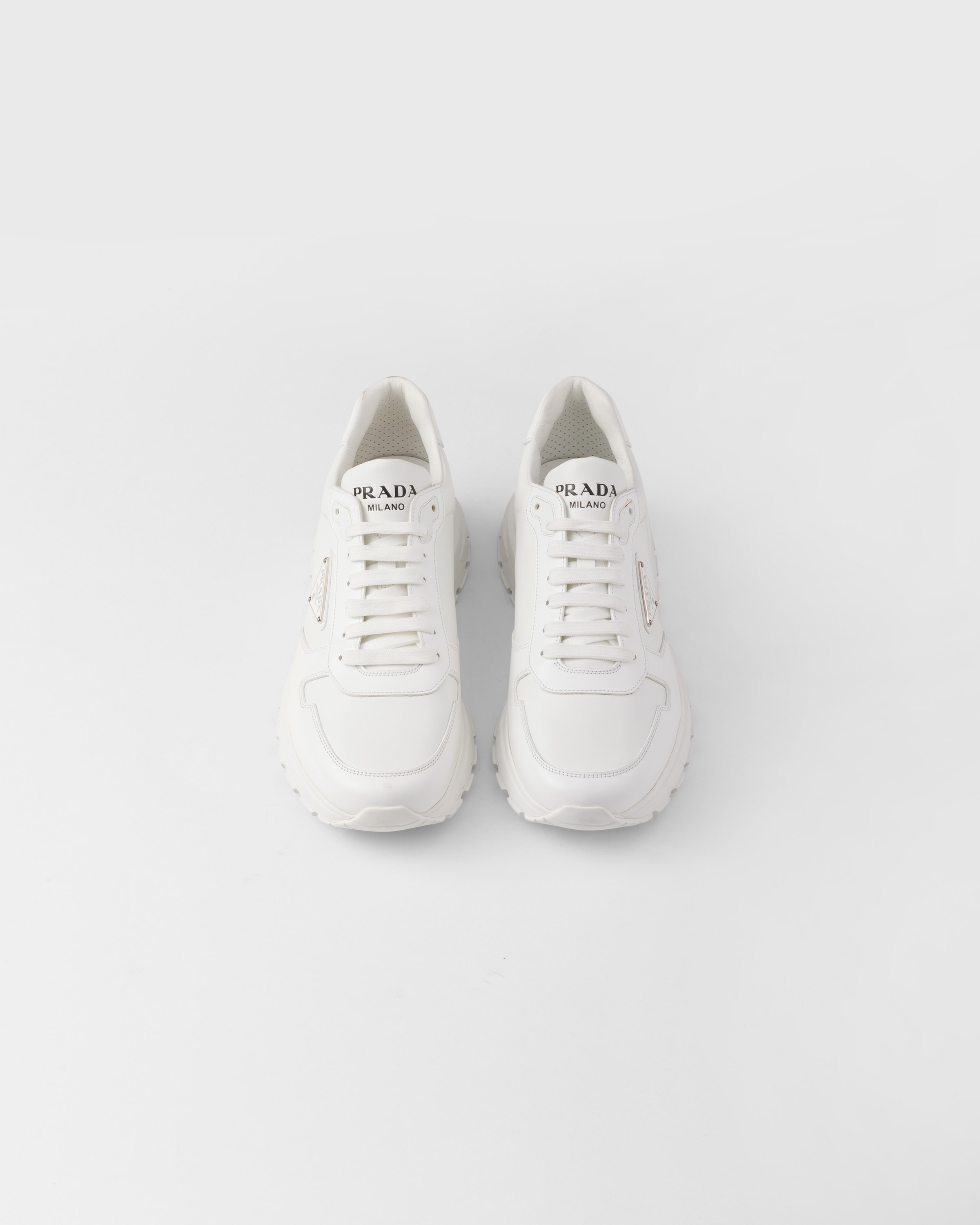 White Prax 01 Leather Sneakers PRADA