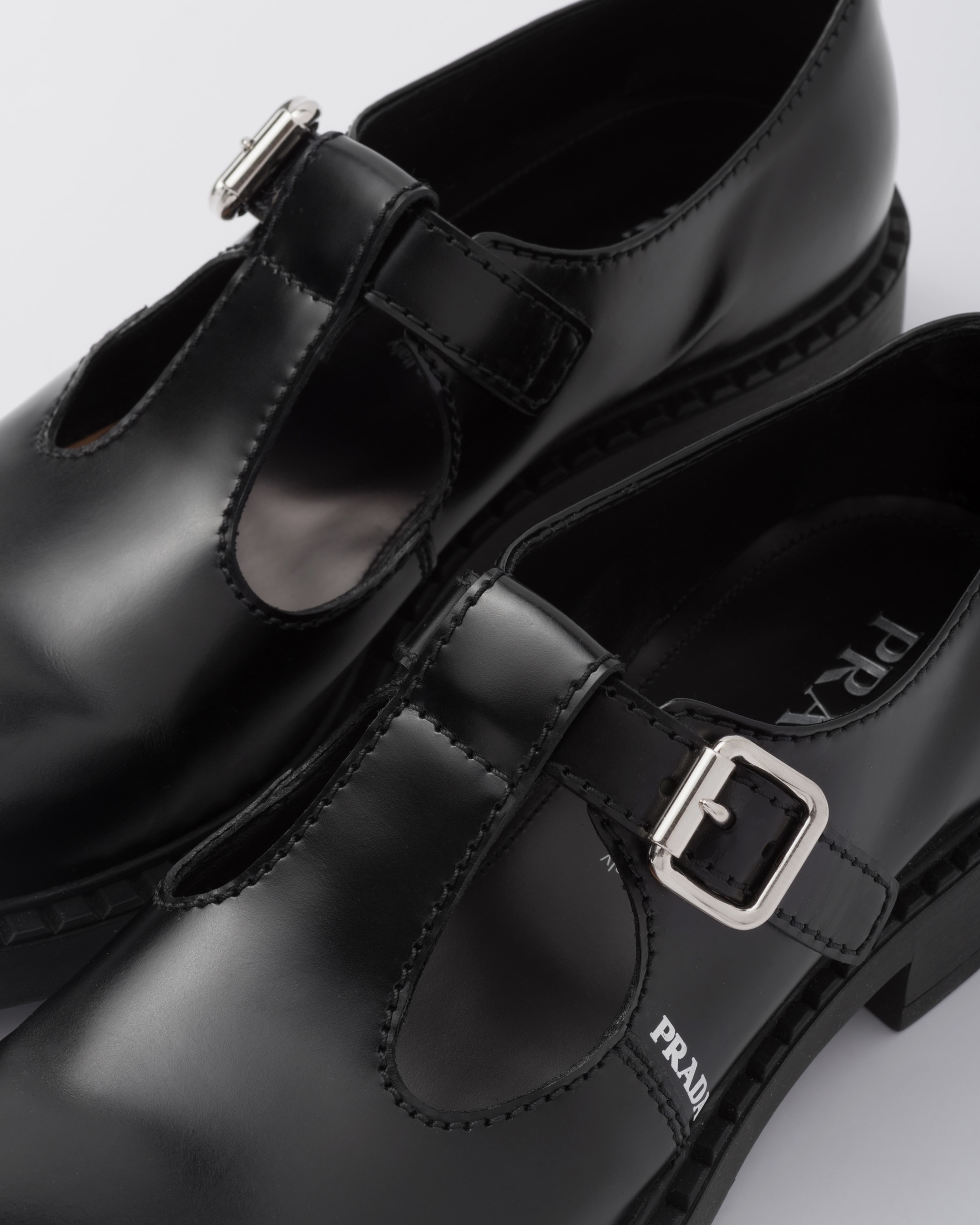 Brushed leather Mary Jane T strap shoes