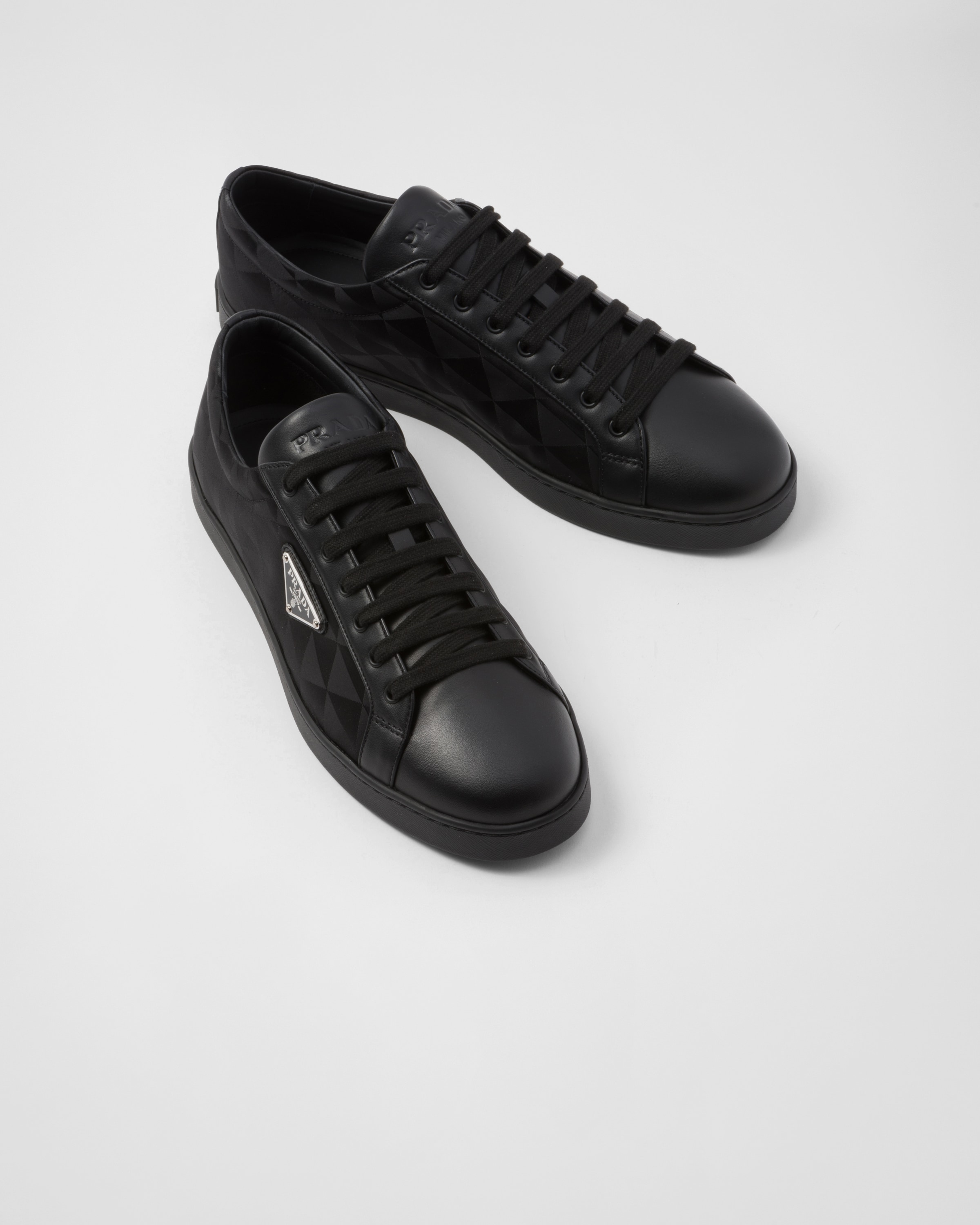 Prada leather and fabric sneakers store