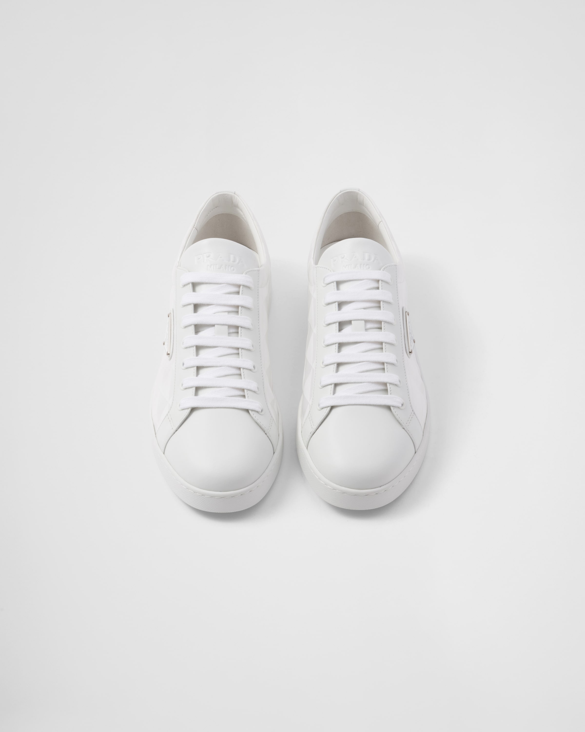 Prada white leather sneakers hotsell