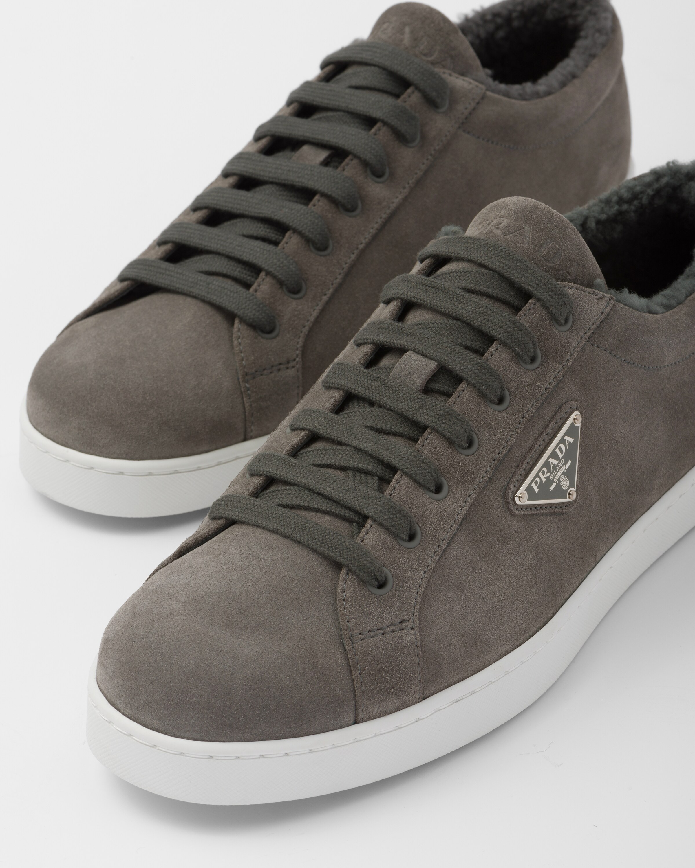Prada grey deals suede sneakers