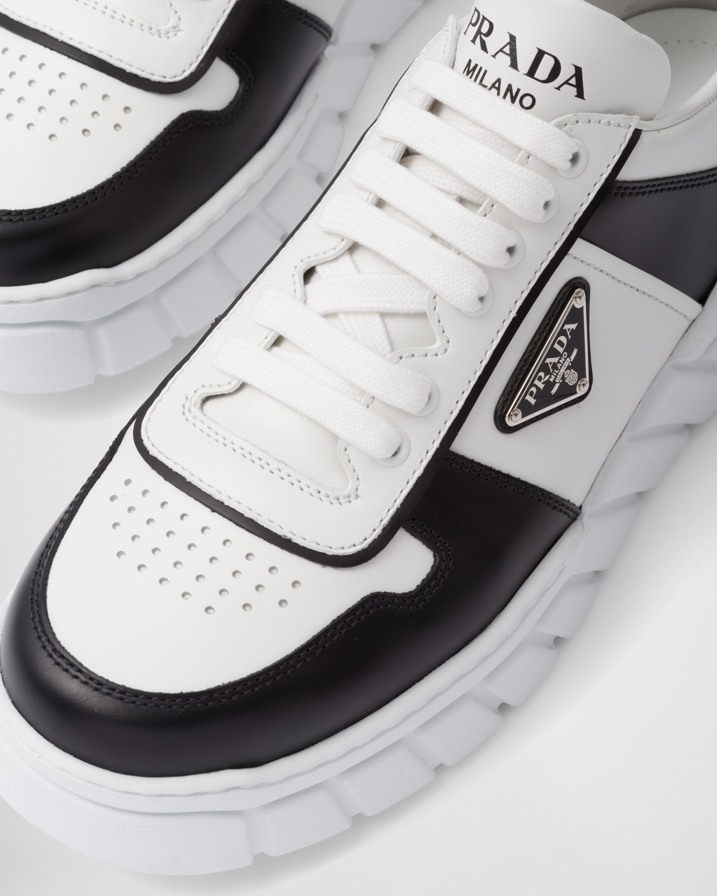 Prada shoes black and hot sale white