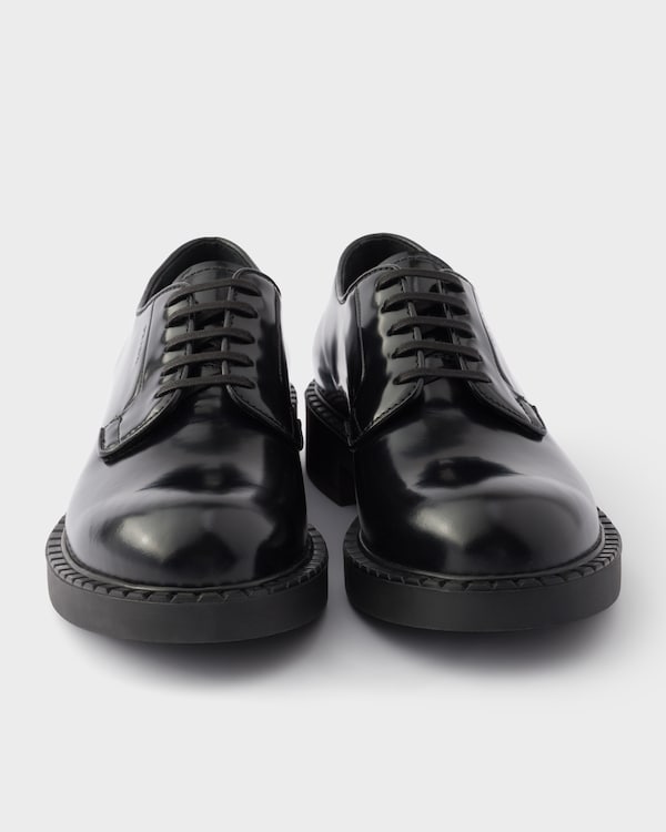 Chocolate brushed leather derby shoes - Black Chocolate brushed leather derby shoes - Black