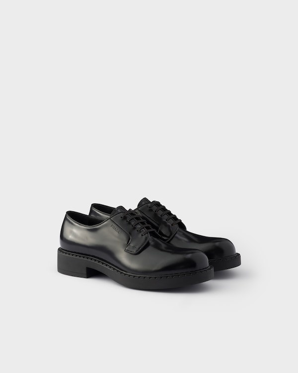 Chocolate brushed leather derby shoes - Black Chocolate brushed leather derby shoes - Black