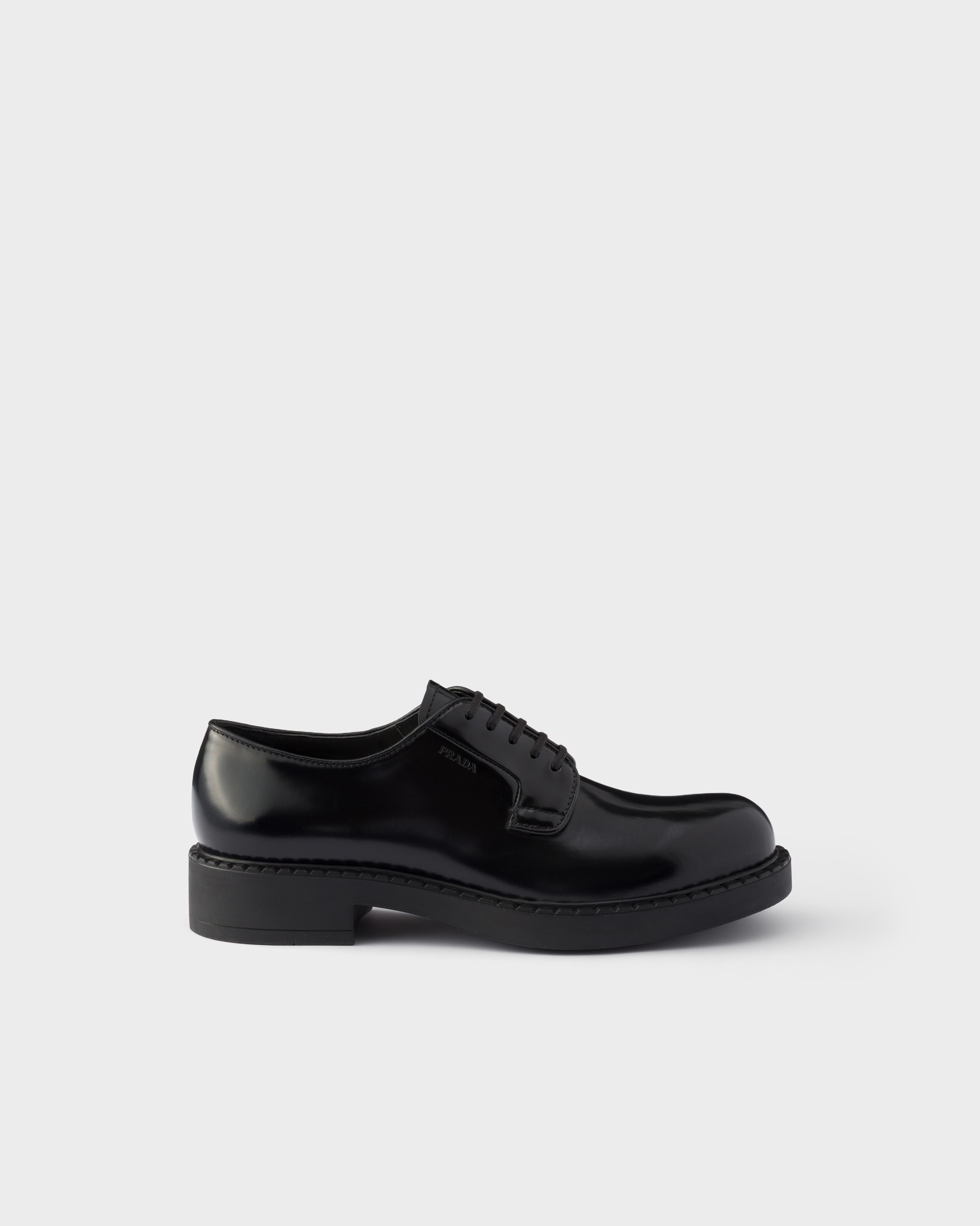 Prada Chocolate brushed leather derby shoes