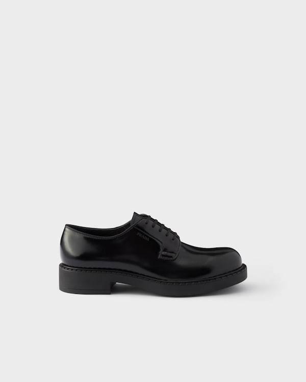 Chocolate brushed leather derby shoes - Black Chocolate brushed leather derby shoes - Black