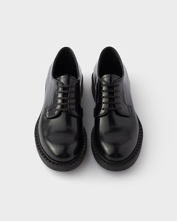 Chocolate brushed leather derby shoes - Black Chocolate brushed leather derby shoes - Black