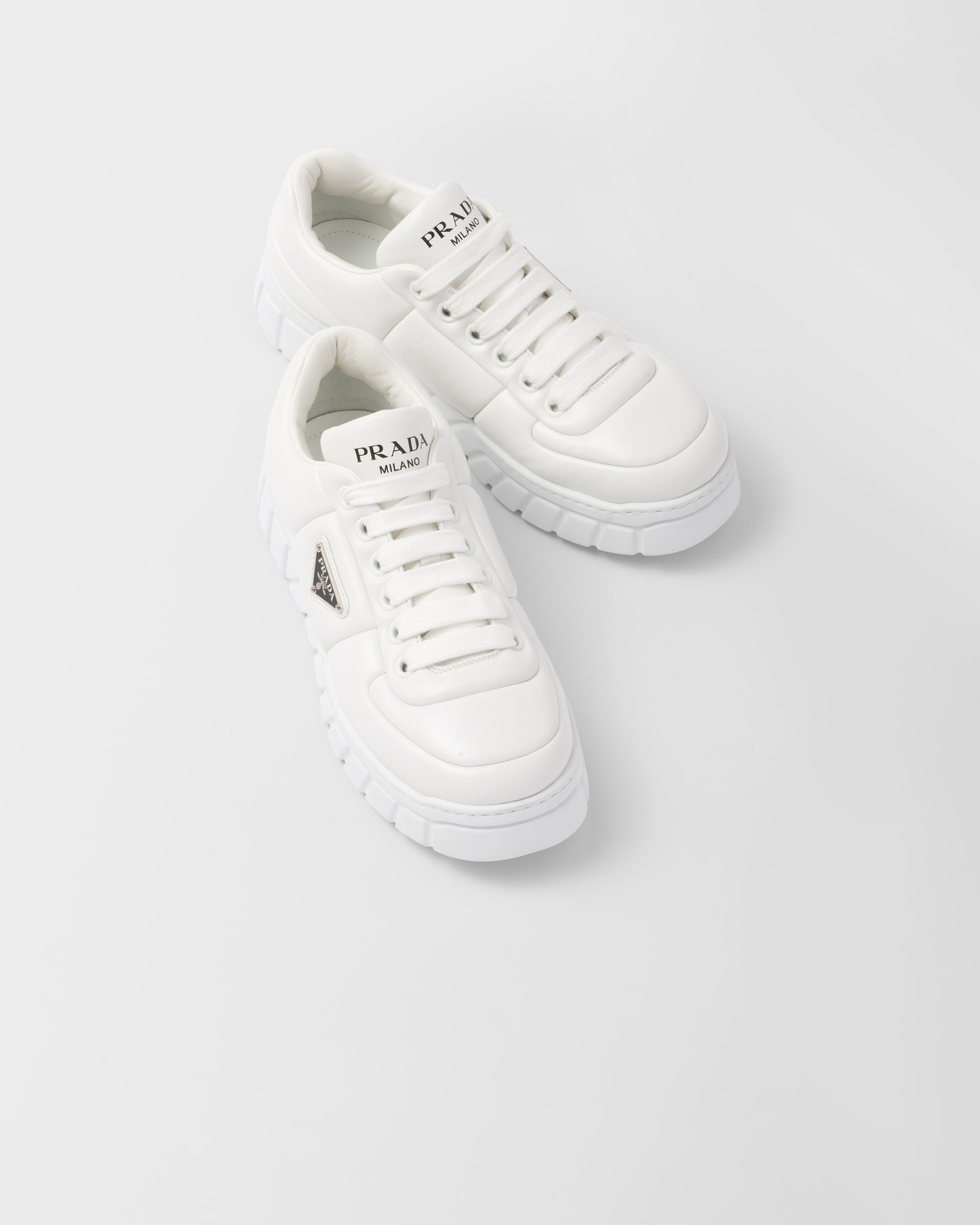 White Padded Nappa Leather Sneakers PRADA | lupon.gov.ph