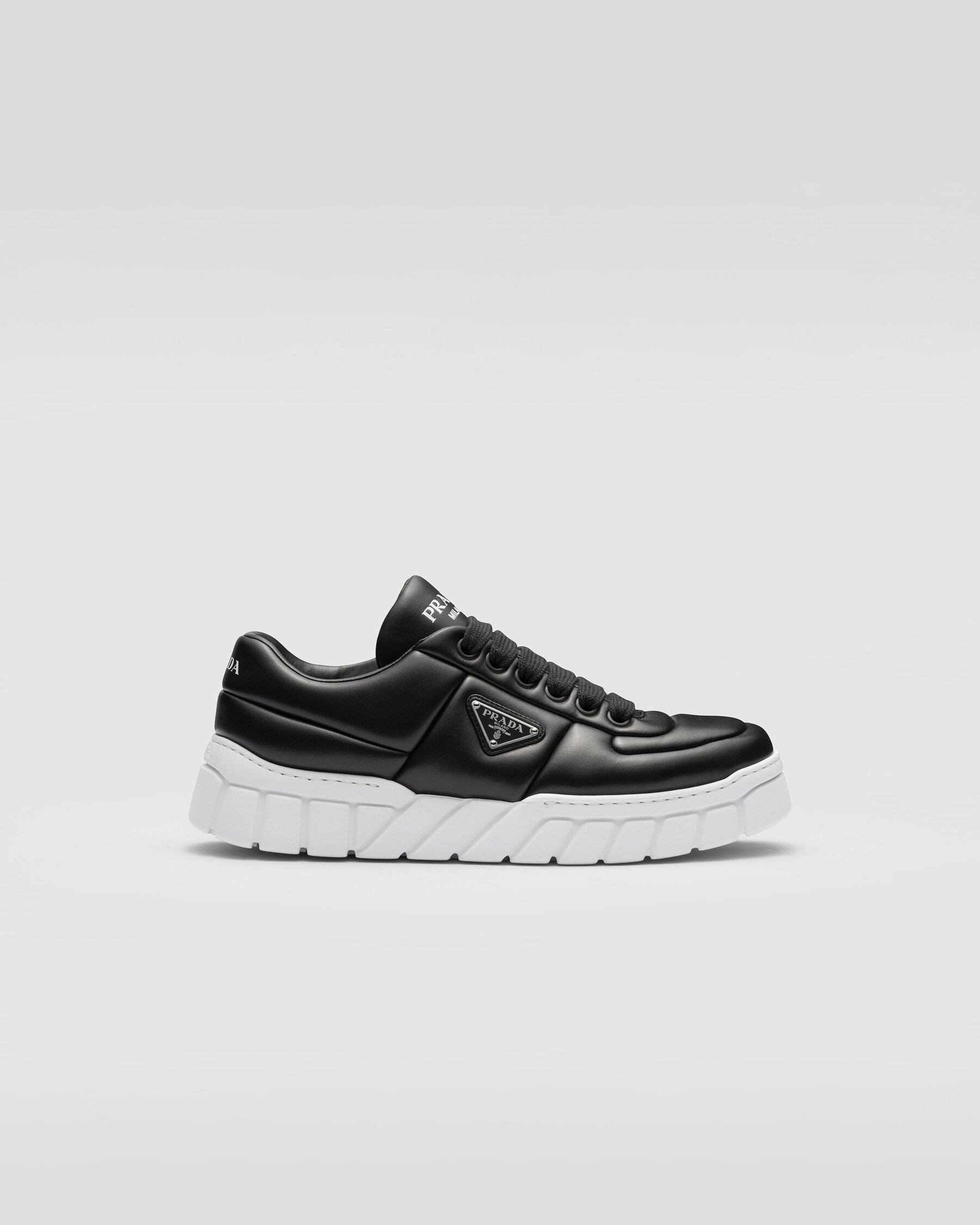 Black Padded Nappa Leather Sneakers PRADA