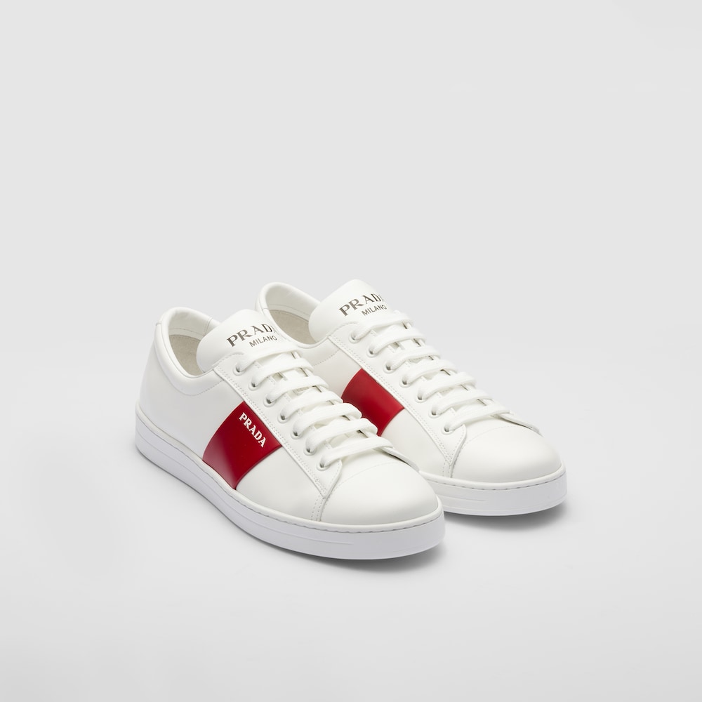 Prada Baskets en cuir et cuir brossé 1
