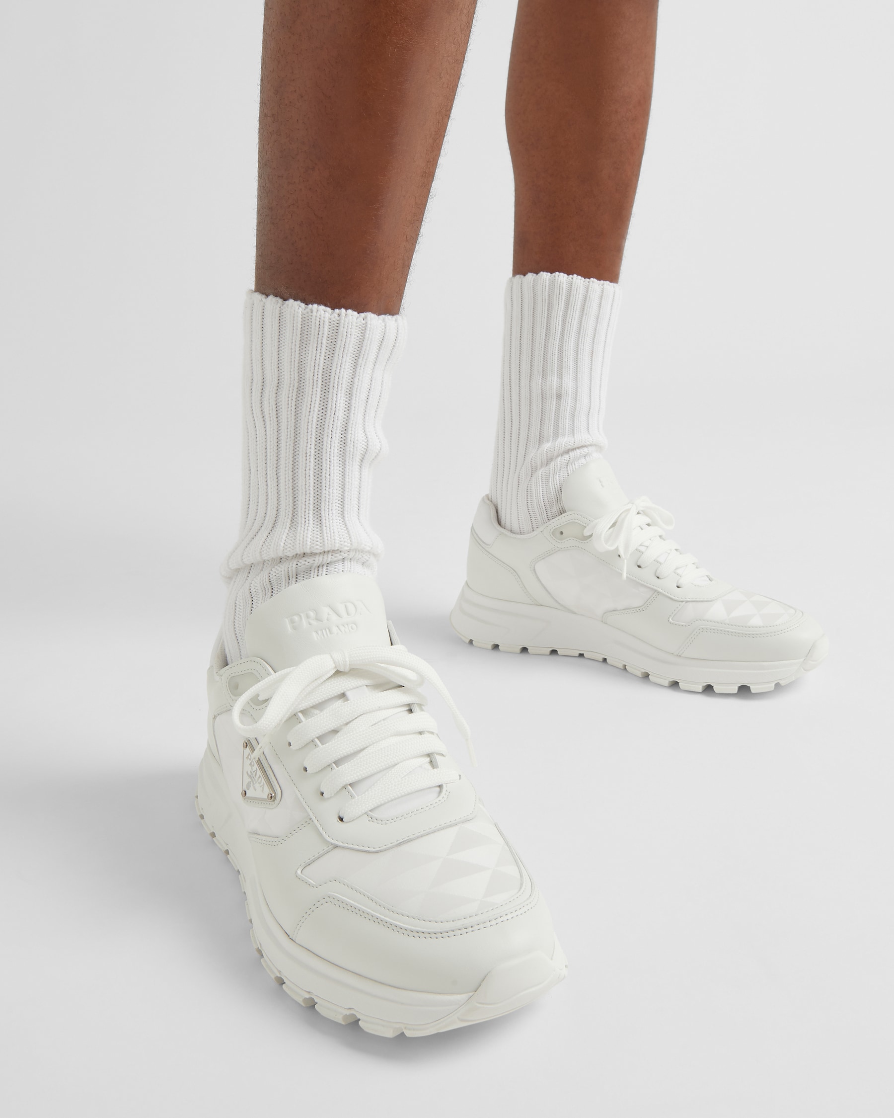 Prada Women Mesh And Re-Nylon Sneakers
