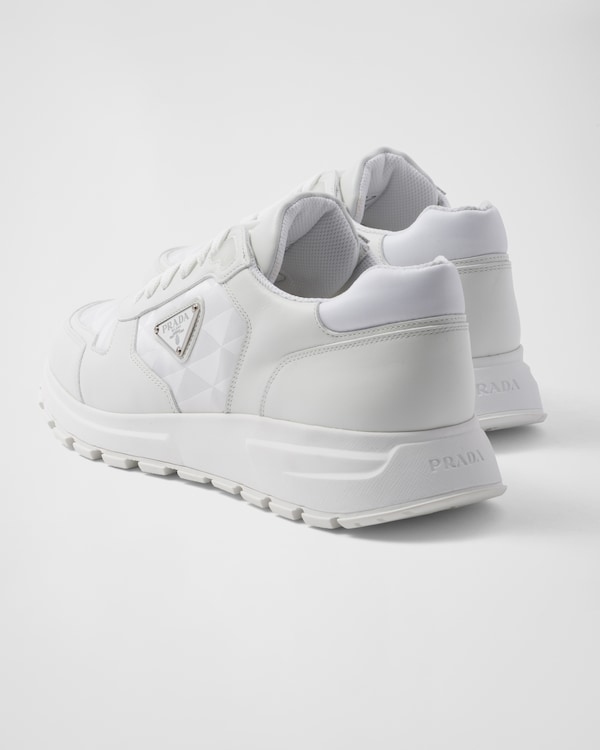 Leather and Re-Nylon high-top sneakers Leather and Re-Nylon high-top sneakers