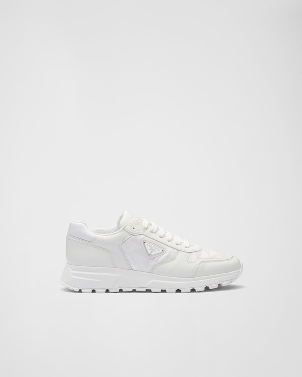 Leather and Re-Nylon high-top sneakers Leather and Re-Nylon high-top sneakers