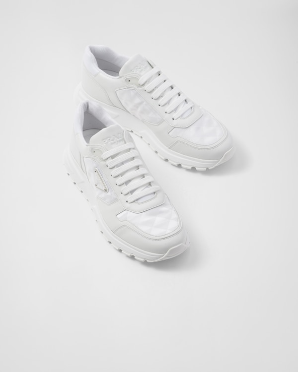 Leather and Re-Nylon high-top sneakers Leather and Re-Nylon high-top sneakers