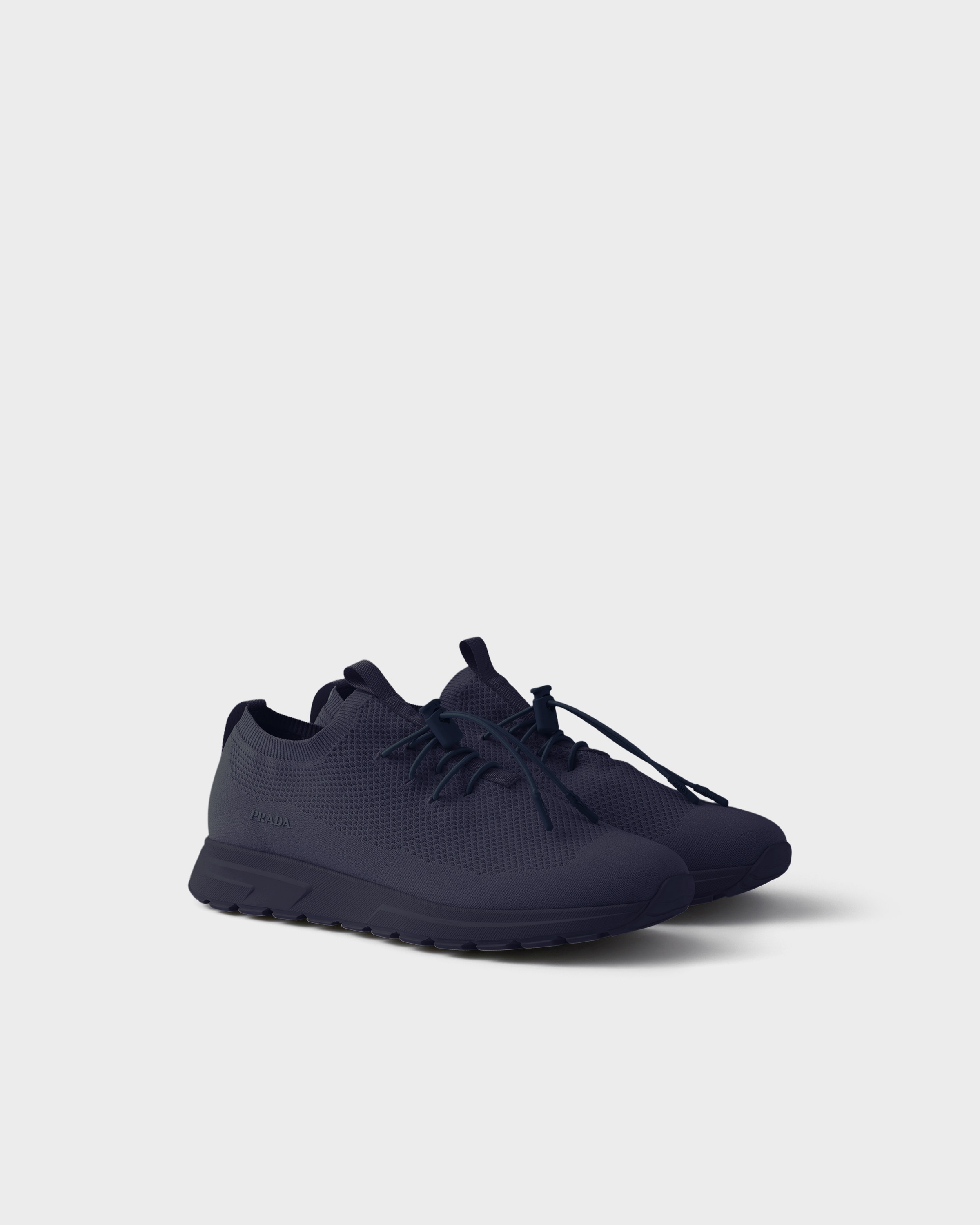 Navy Prax stretch knit sneakers | PRADA