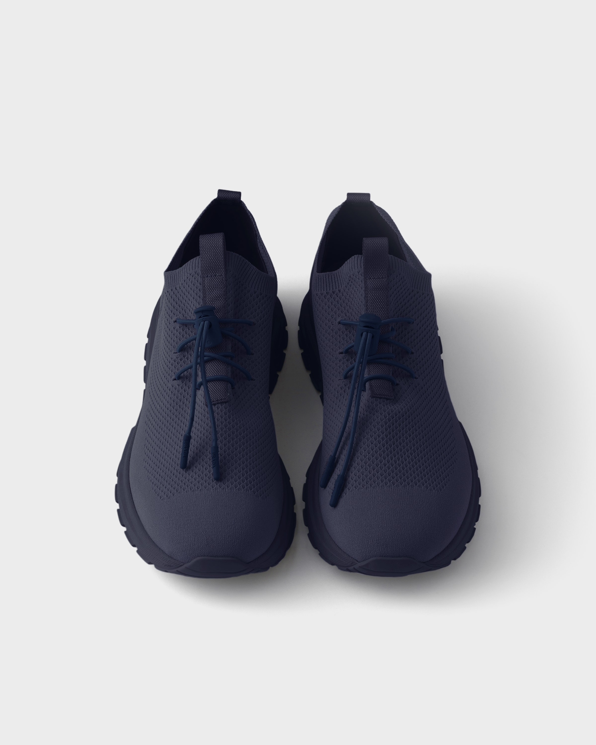 Prada Prax Stretch Knit Sneakers In Blue