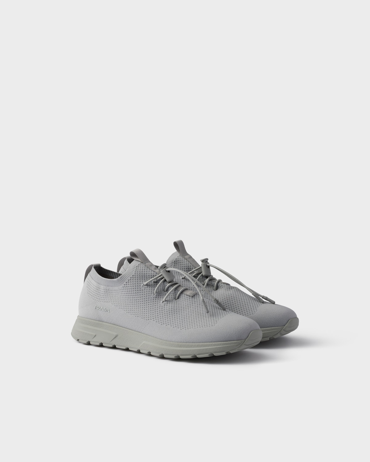 Cloudy Gray Prax Stretch Knit Sneakers | PRADA