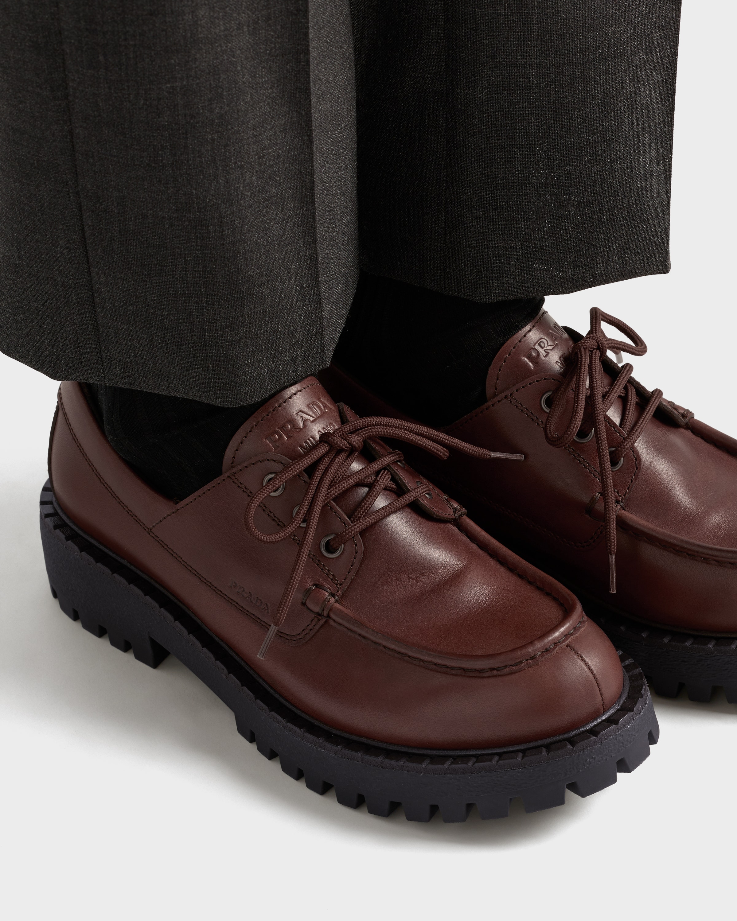 プラダ PRADA ローファー レザー シューズ ダークブラウン Prada/プラダ｜ダーク ブラウン レザー ローファー