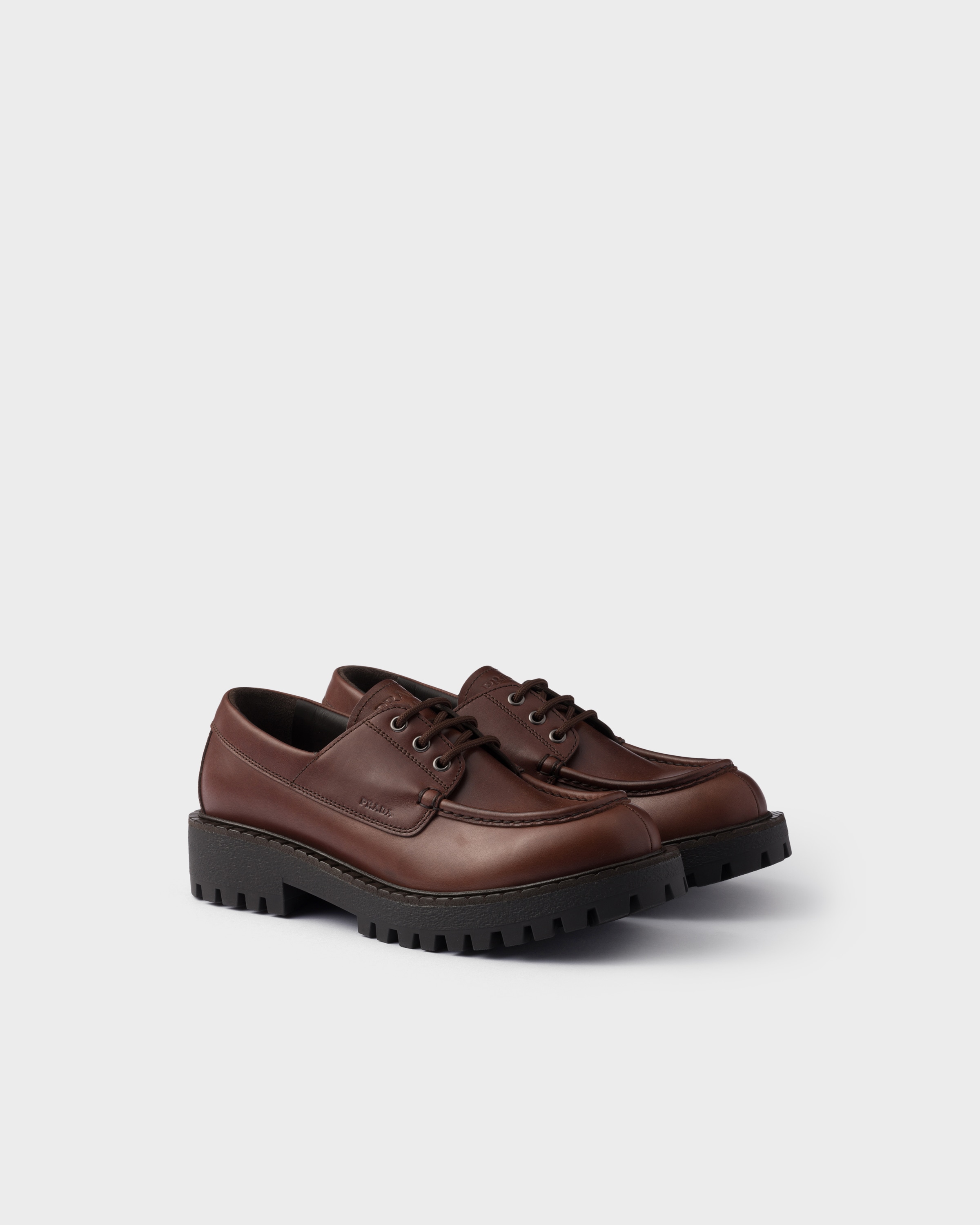 Ebony Laced leather loafers | PRADA