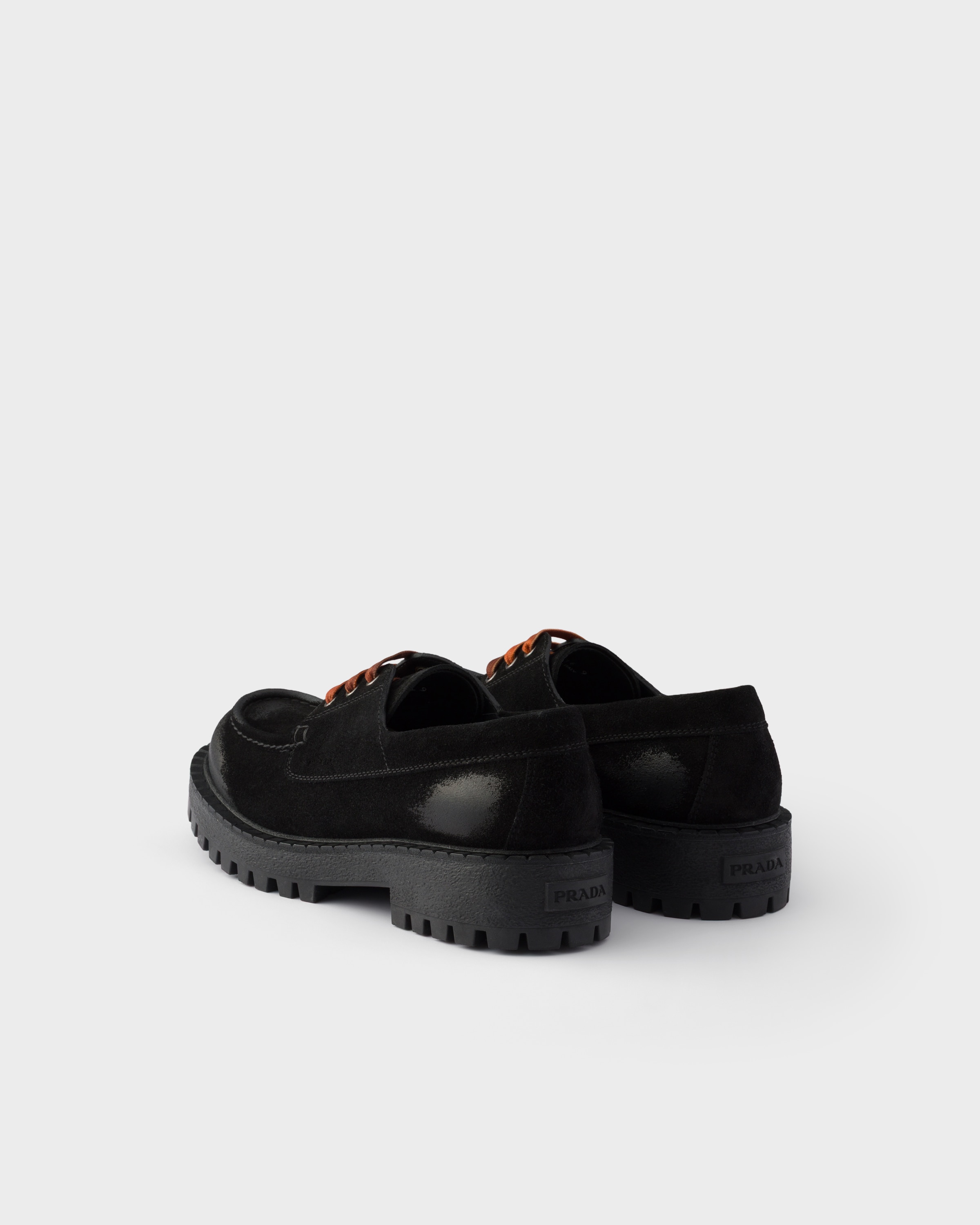 PRADA スエード レースアップ パンプス ブラック 36.5 ブラック ワックス加工スエード レースアップシューズ | PRADA - 日本