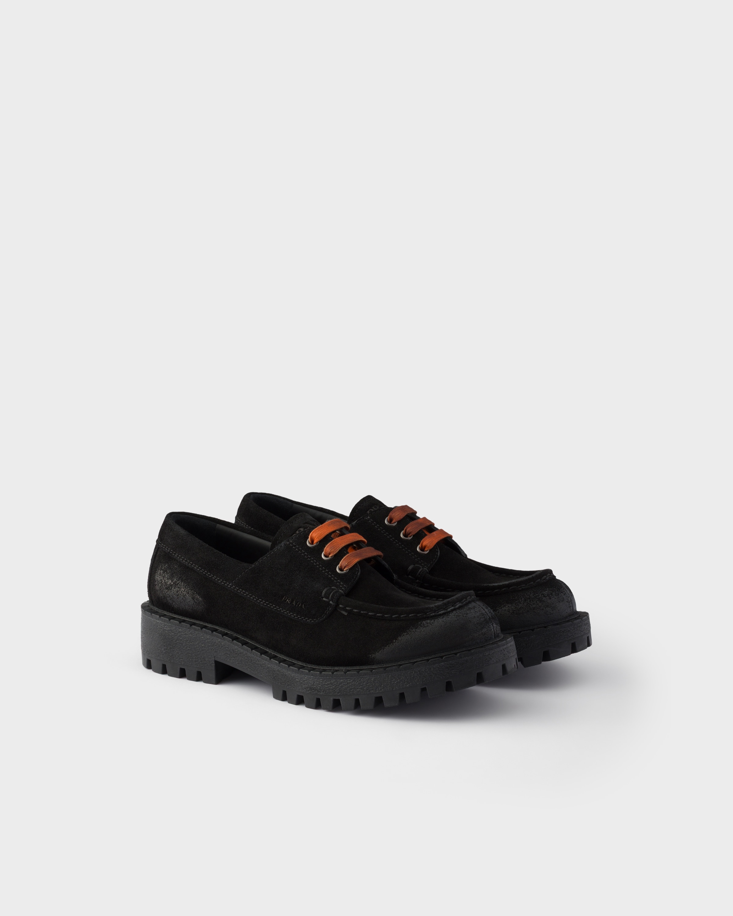 prada マルジェラ　アーティザナル　革靴　13aw 20aw 21aw Black Waxed Suede Lace-up Shoes | PRADA