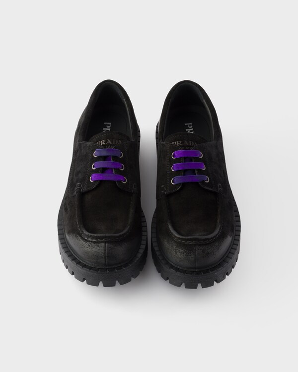 Waxed suede lace-up shoes - Black Waxed suede lace-up shoes - Black