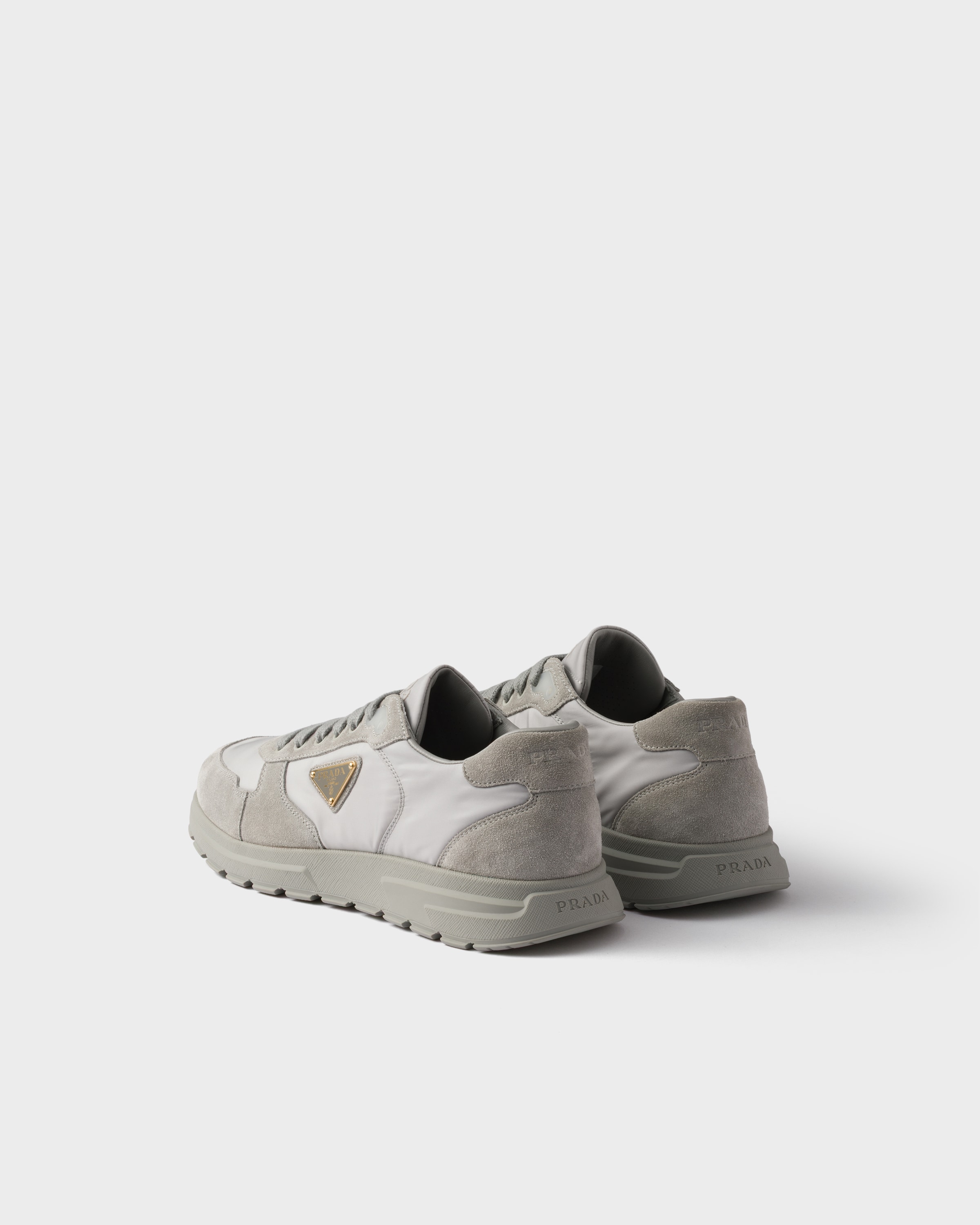 Prada Prax 2.0 Re-nylon And Suede Sneakers In Cloudy Gray