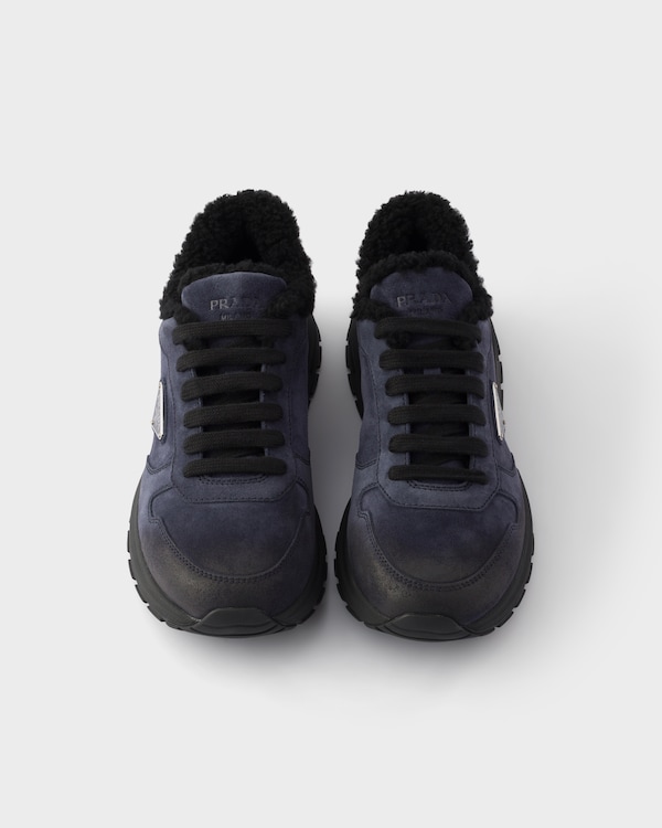 Prax Sneaker aus gealtertem Veloursleder - Blau Prax Sneaker aus gealtertem Veloursleder - Blau