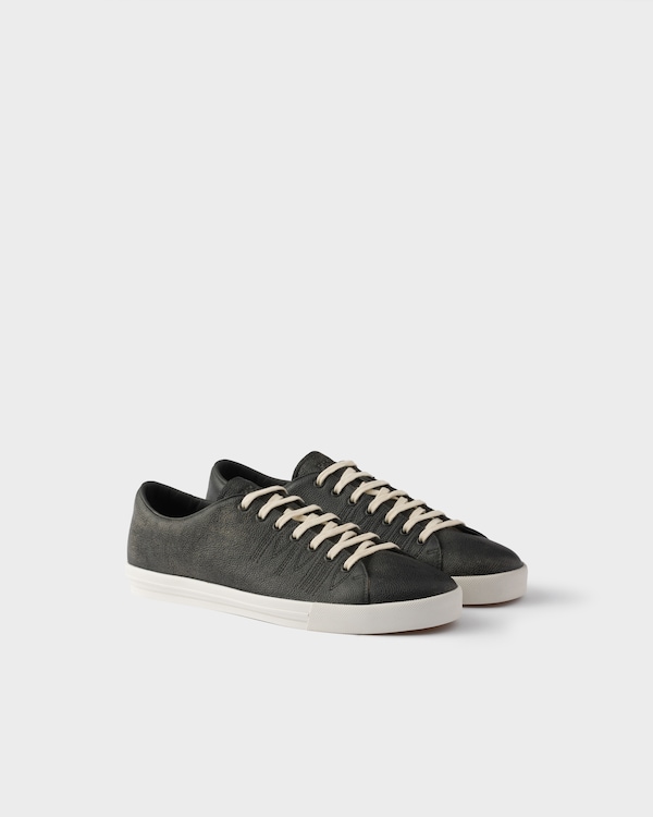 Black Collapse Re-Nylon and suede elasticized sneakers | PRADA