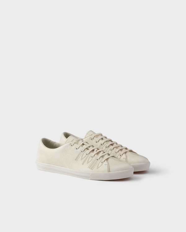 Ivory Downtown nappa leather sneakers | PRADA