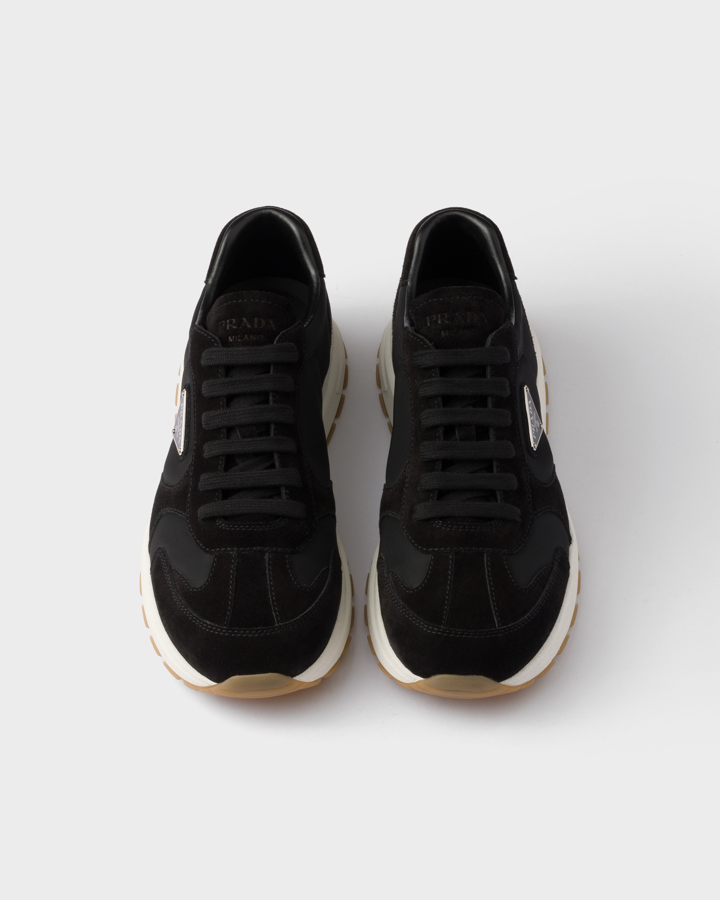 Prada Prax Suede And Re-nylon Sneakers In Black