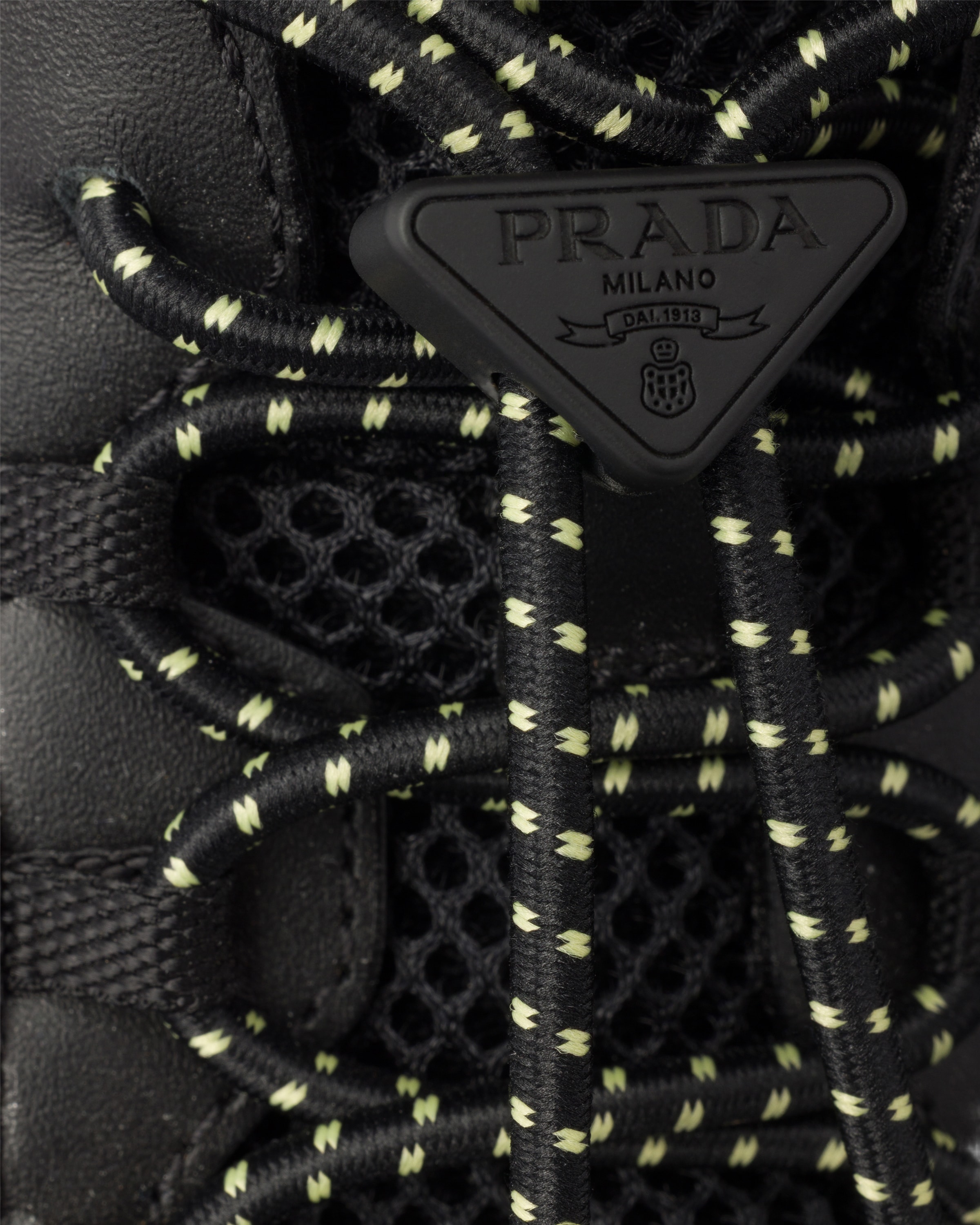 Black Speedrock Leather And Mesh Fabric Sneakers | PRADA