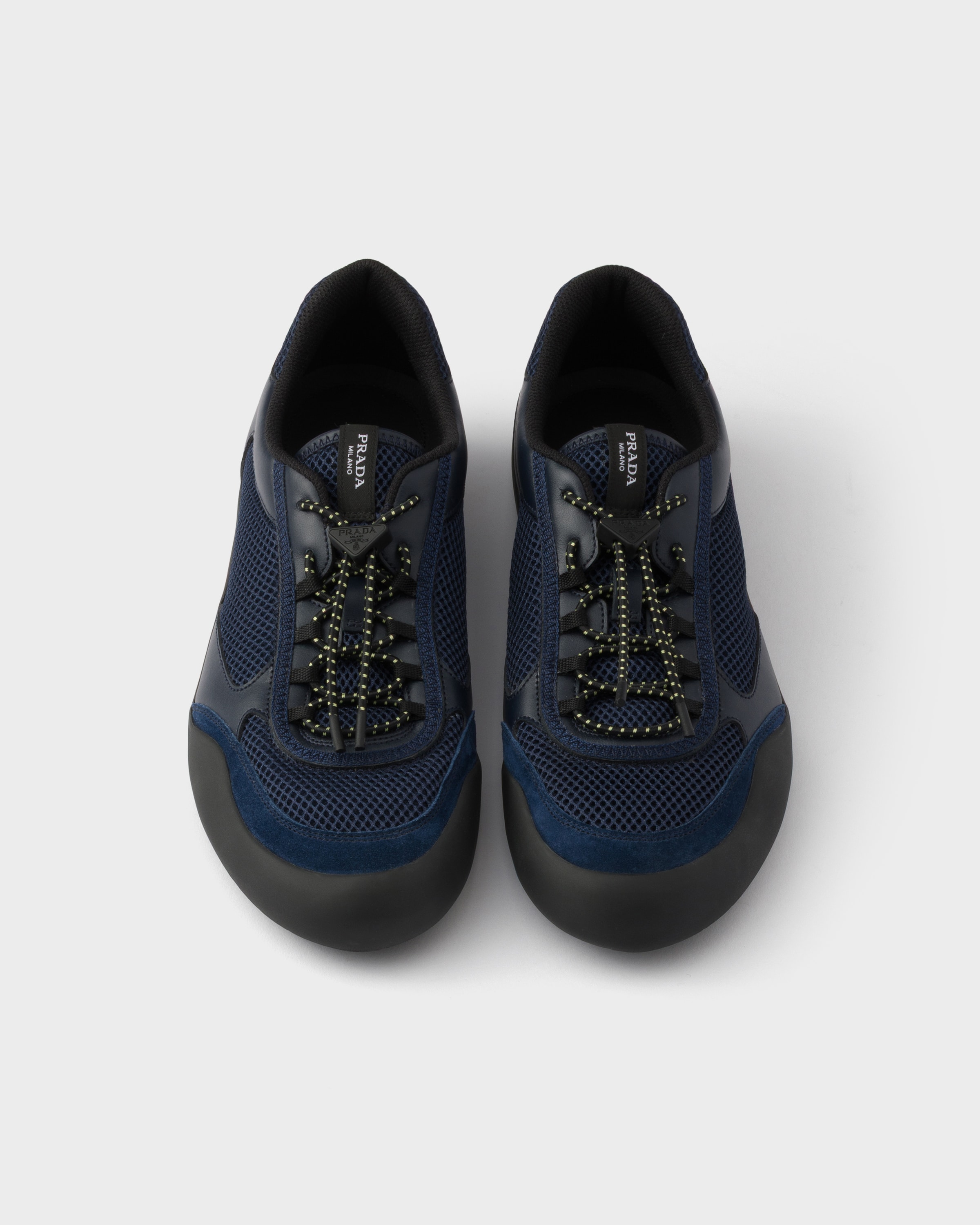 ネイビー スピードロック レザー メッシュ スニーカー | PRADA