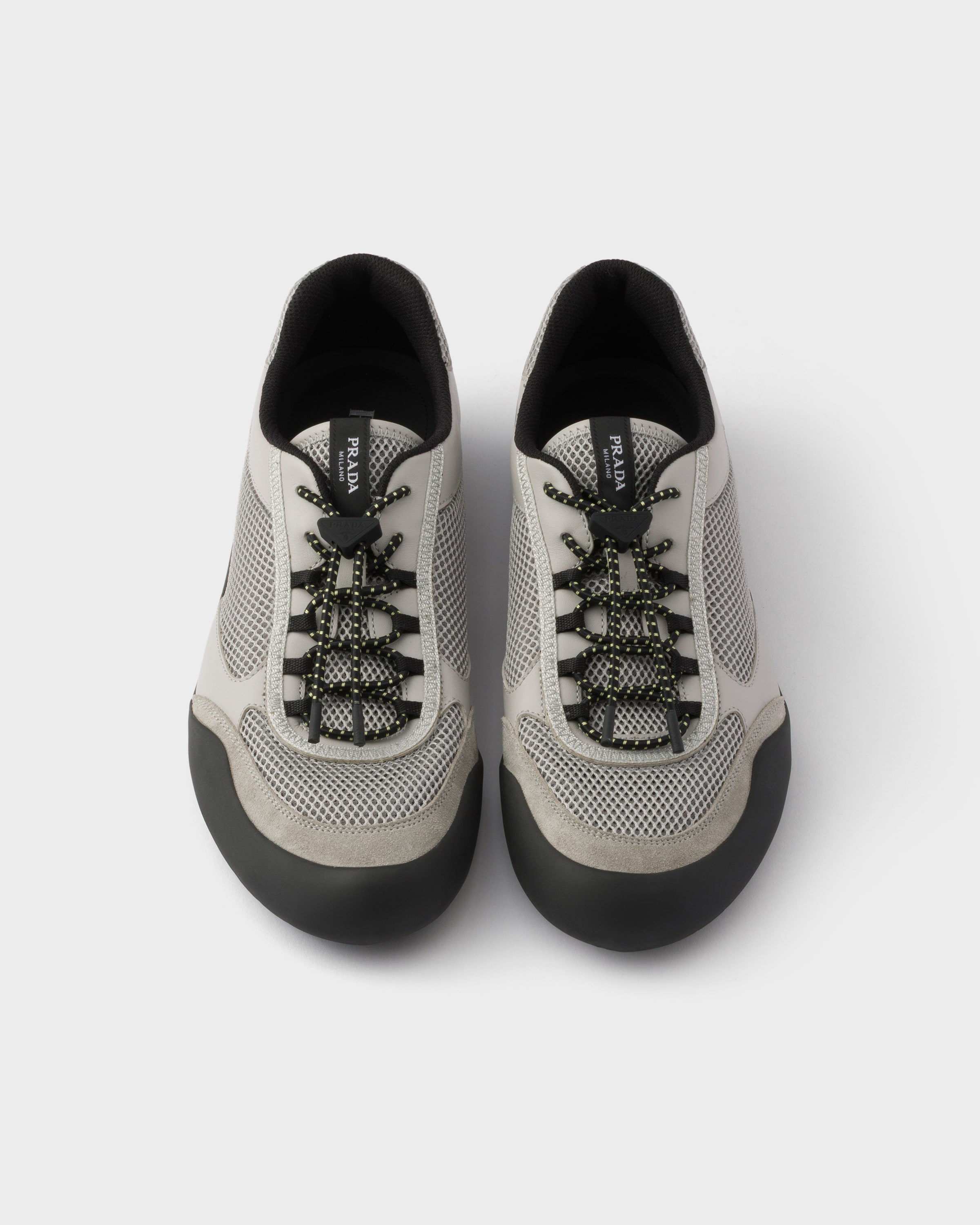 グレー スピードロック レザー メッシュ スニーカー | PRADA