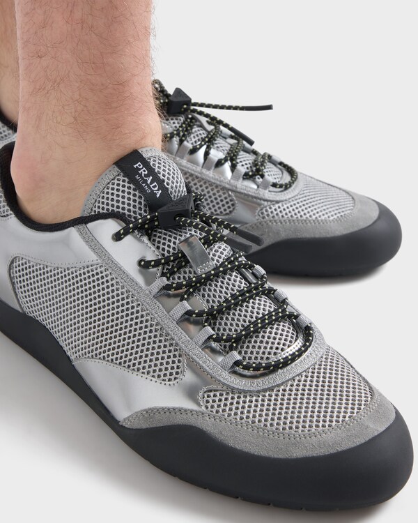 Speedrock mesh fabric and metallic leather sneakers - Silver Speedrock mesh fabric and metallic leather sneakers - Silver