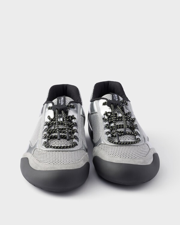 Speedrock mesh fabric and metallic leather sneakers - Silver Speedrock mesh fabric and metallic leather sneakers - Silver