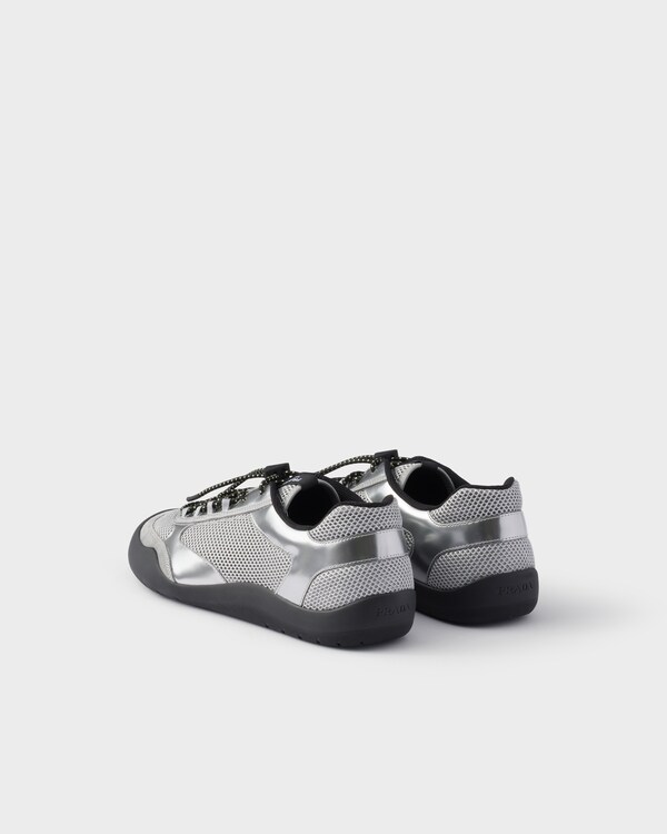 Speedrock mesh fabric and metallic leather sneakers - Silver Speedrock mesh fabric and metallic leather sneakers - Silver